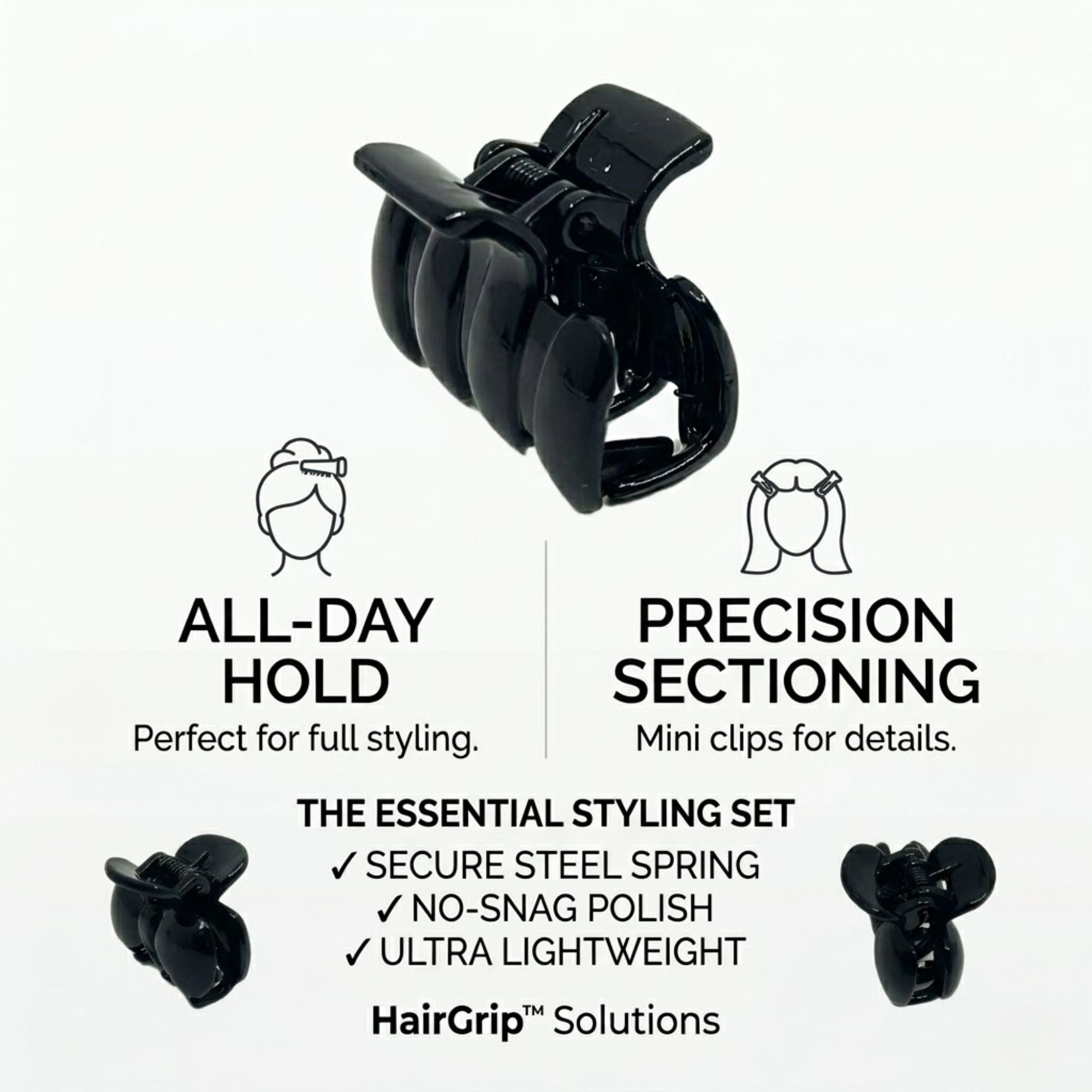 Durable Hair Claw Clips Set Strong Grip Styling Tool 3 PCS Hair Clipper & Trimmer Accessories product image 5