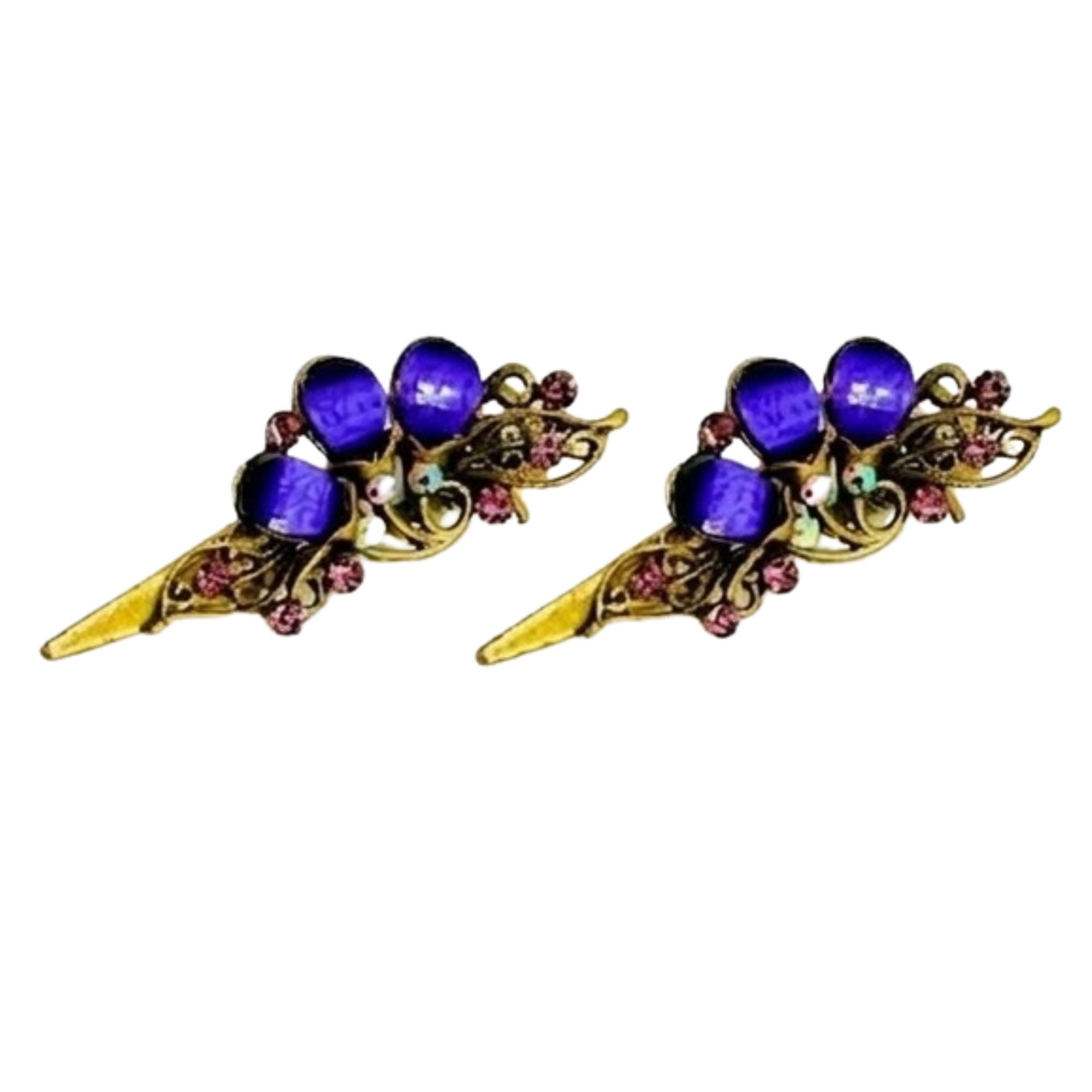2 PCS Vintage Rhinestone Hair Clips for Women & Girls vintage hair clip lifestyle use image