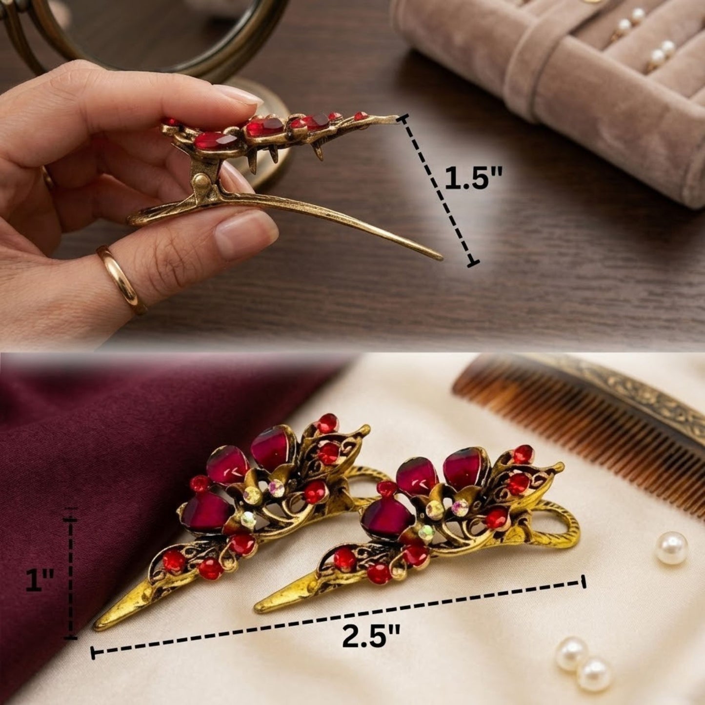 2 PCS Vintage Rhinestone Hair Clips for Women & Girls vintage hair clip product image 8