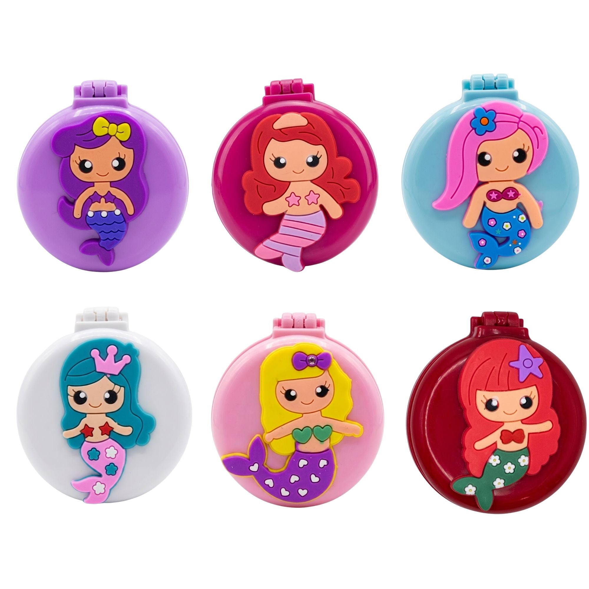 Kids Mermaid Makeup Mirror Hair Brush Compact Toy 1 Pack Foldable hair brushes main product image