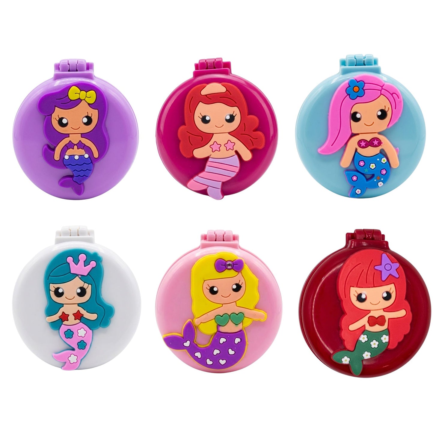 Kids Mermaid Makeup Mirror Hair Brush Compact Toy 1 Pack Foldable hair brushes main product image