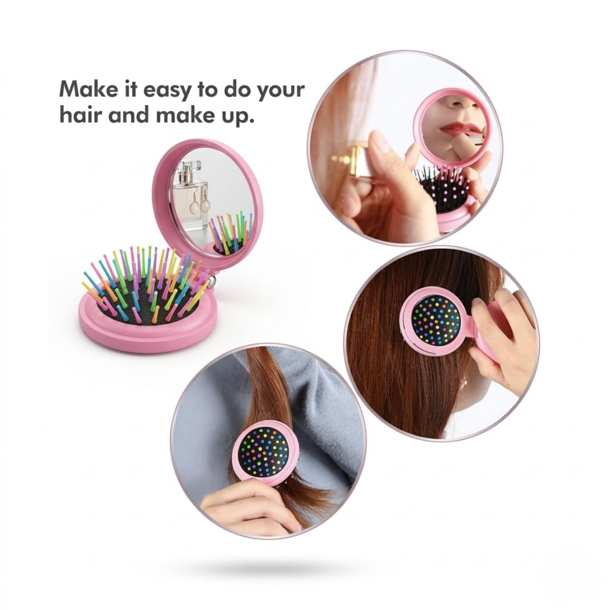 Kids Mermaid Makeup Mirror Hair Brush Compact Toy 1 Pack Foldable hair brushes product image 8