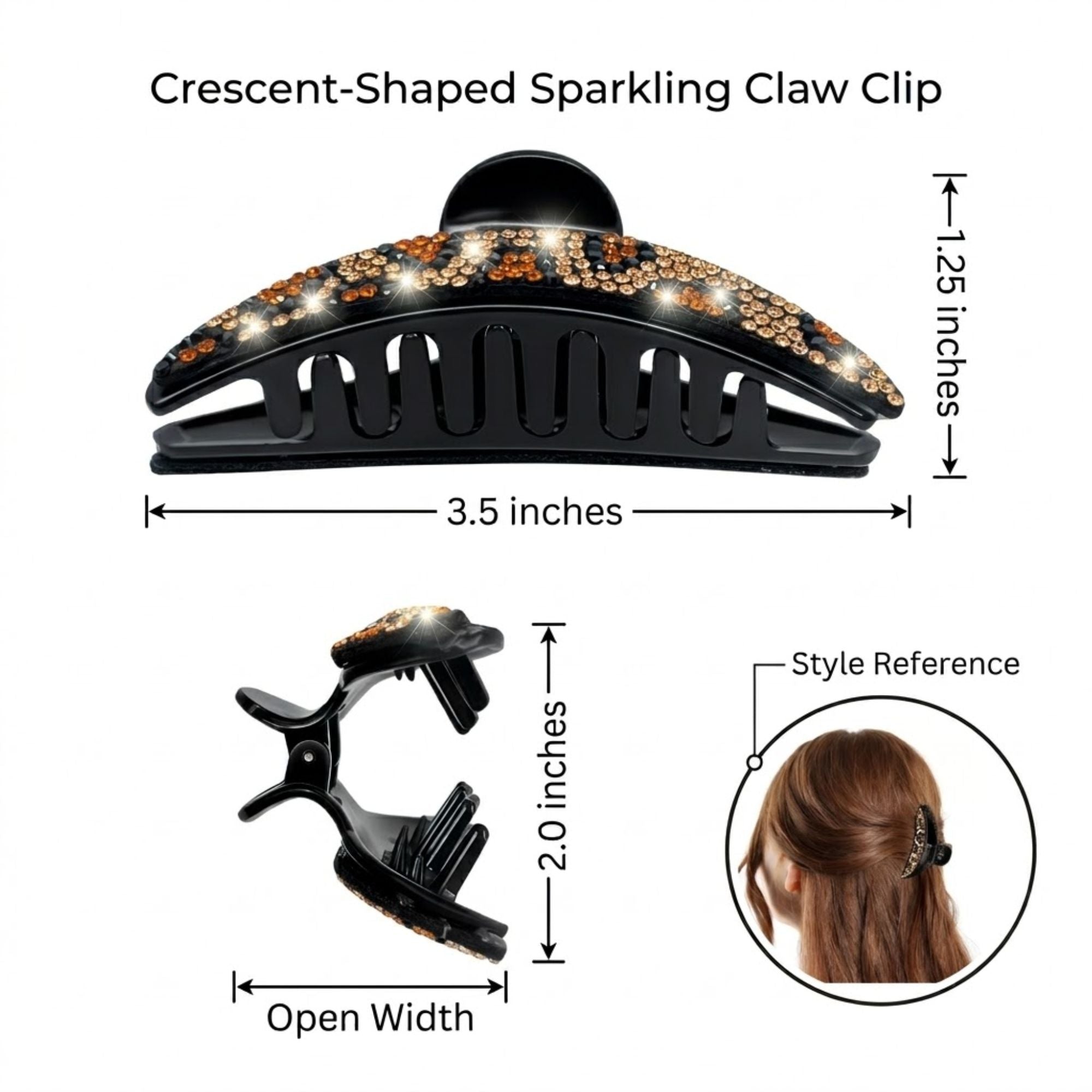Elegant Sparkling Rhinestone Crescent Hair Claw Clip Hair Clipper & Trimmer Accessories product image 8