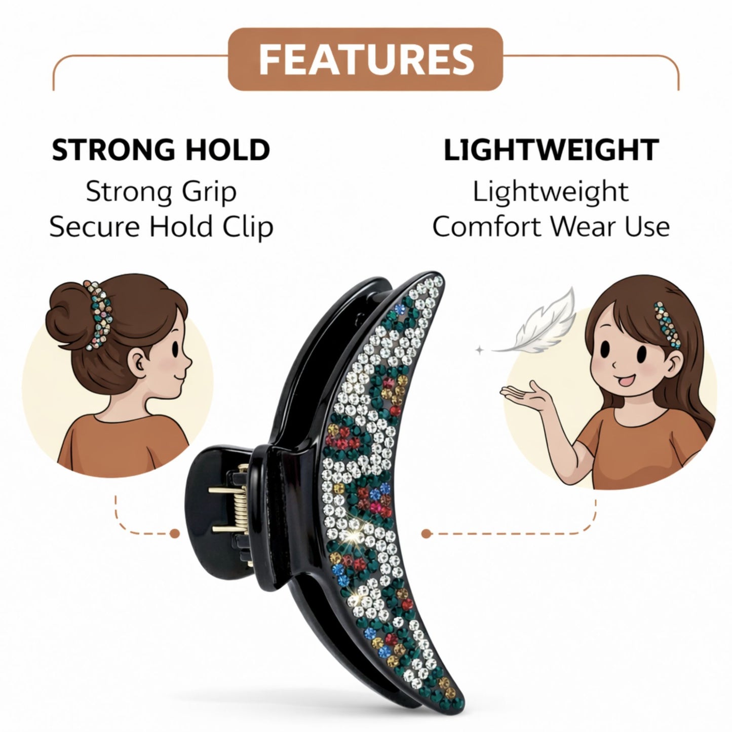Elegant Sparkling Rhinestone Crescent Hair Claw Clip Hair Clipper & Trimmer Accessories product image 9