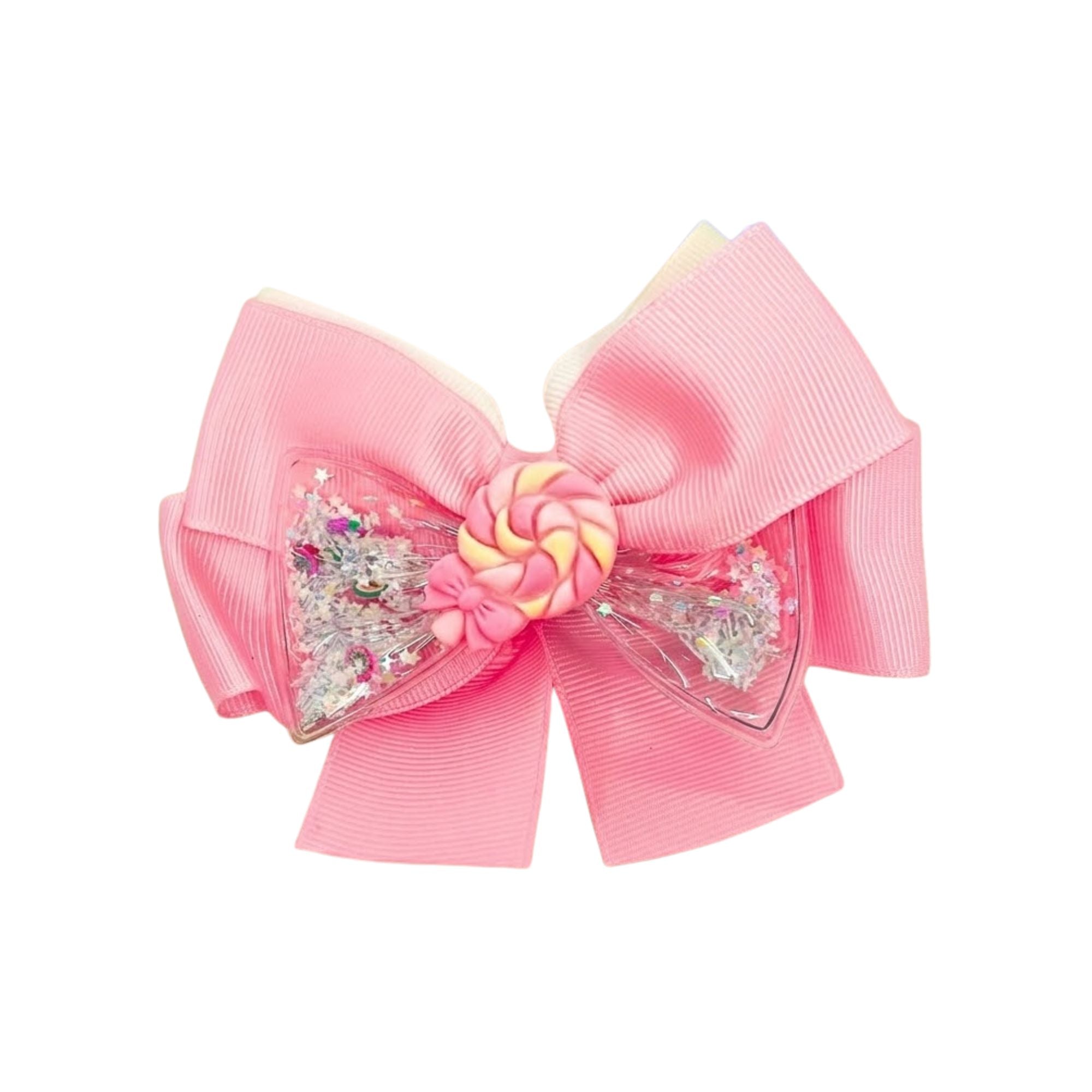 4.5" Candy Shaker Hair Bows 3D Lollipop Liquid Glitter Clips hair clips product detail image