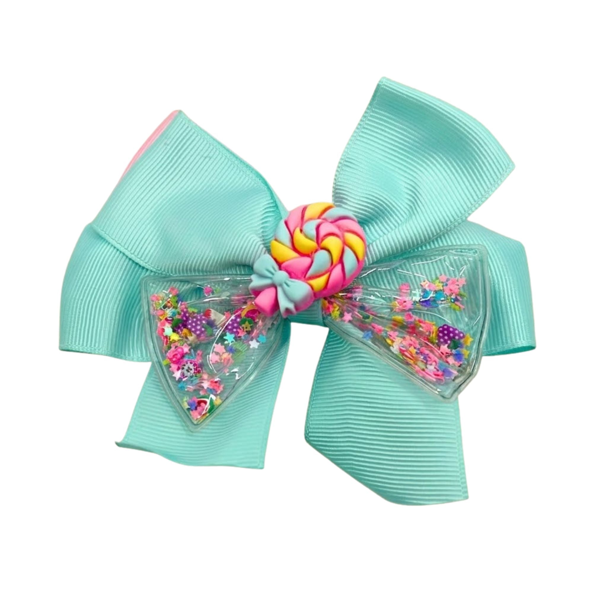 4.5" Candy Shaker Hair Bows 3D Lollipop Liquid Glitter Clips hair clips product image 5