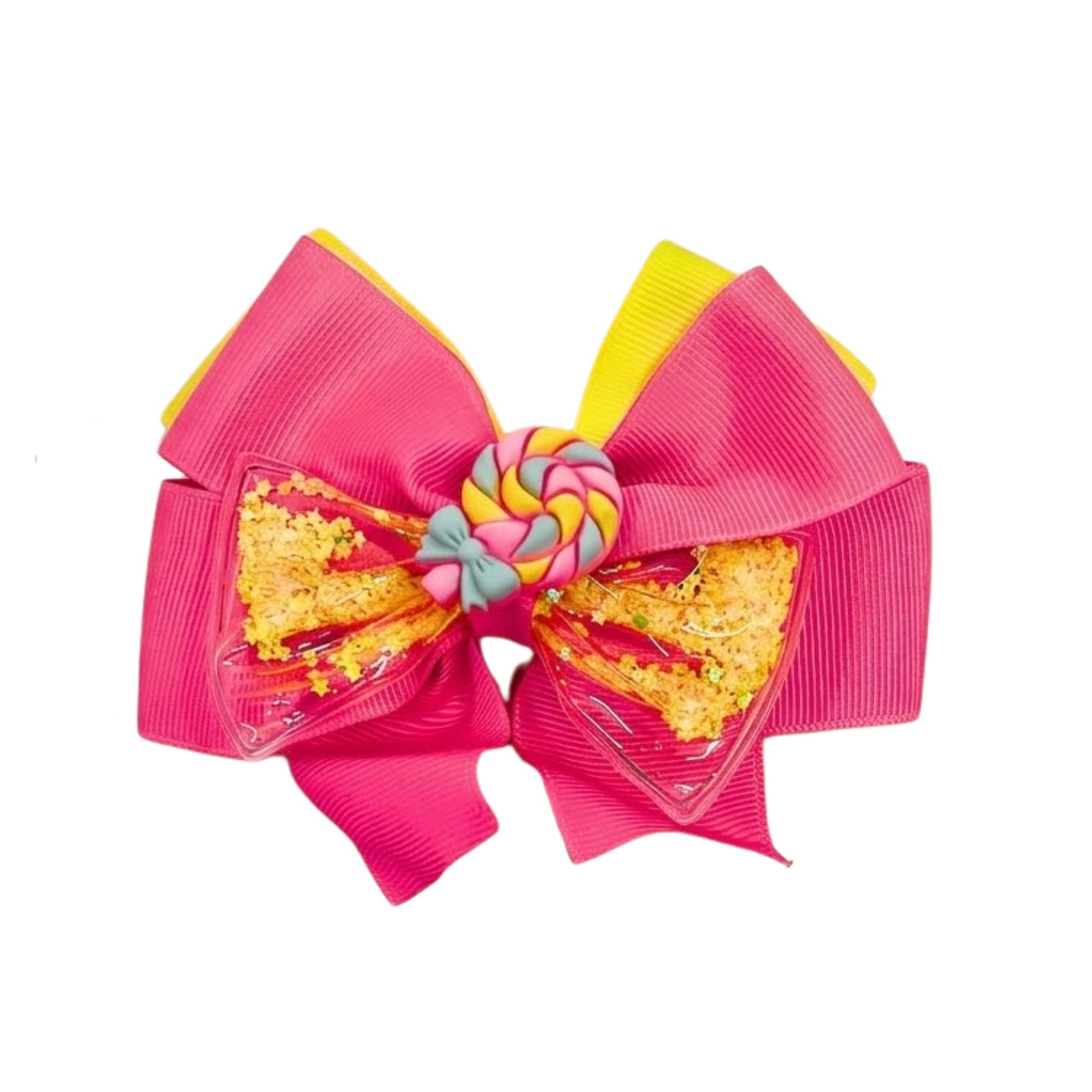 4.5" Candy Shaker Hair Bows 3D Lollipop Liquid Glitter Clips hair clips product image 6