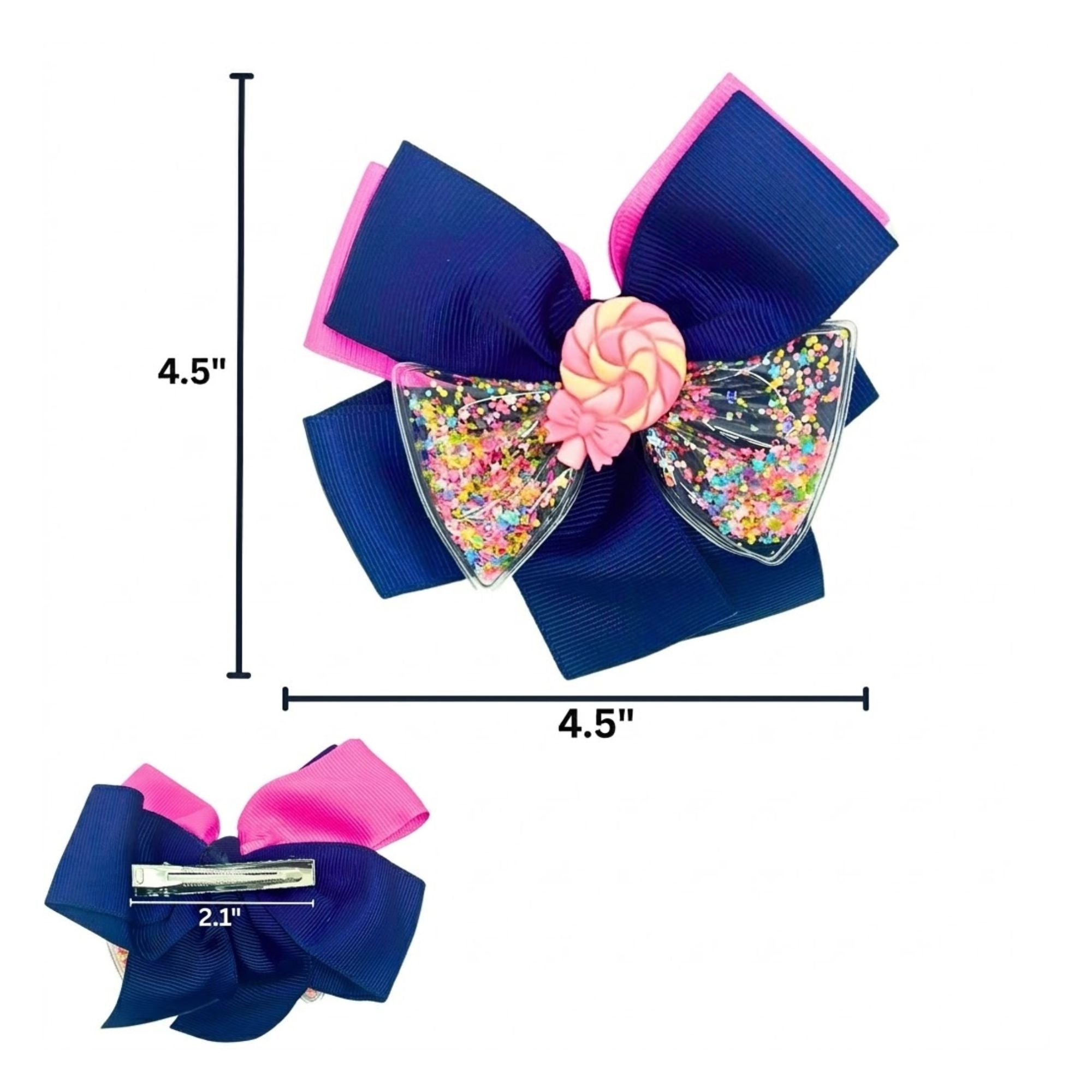 4.5" Candy Shaker Hair Bows 3D Lollipop Liquid Glitter Clips hair clips product image 8