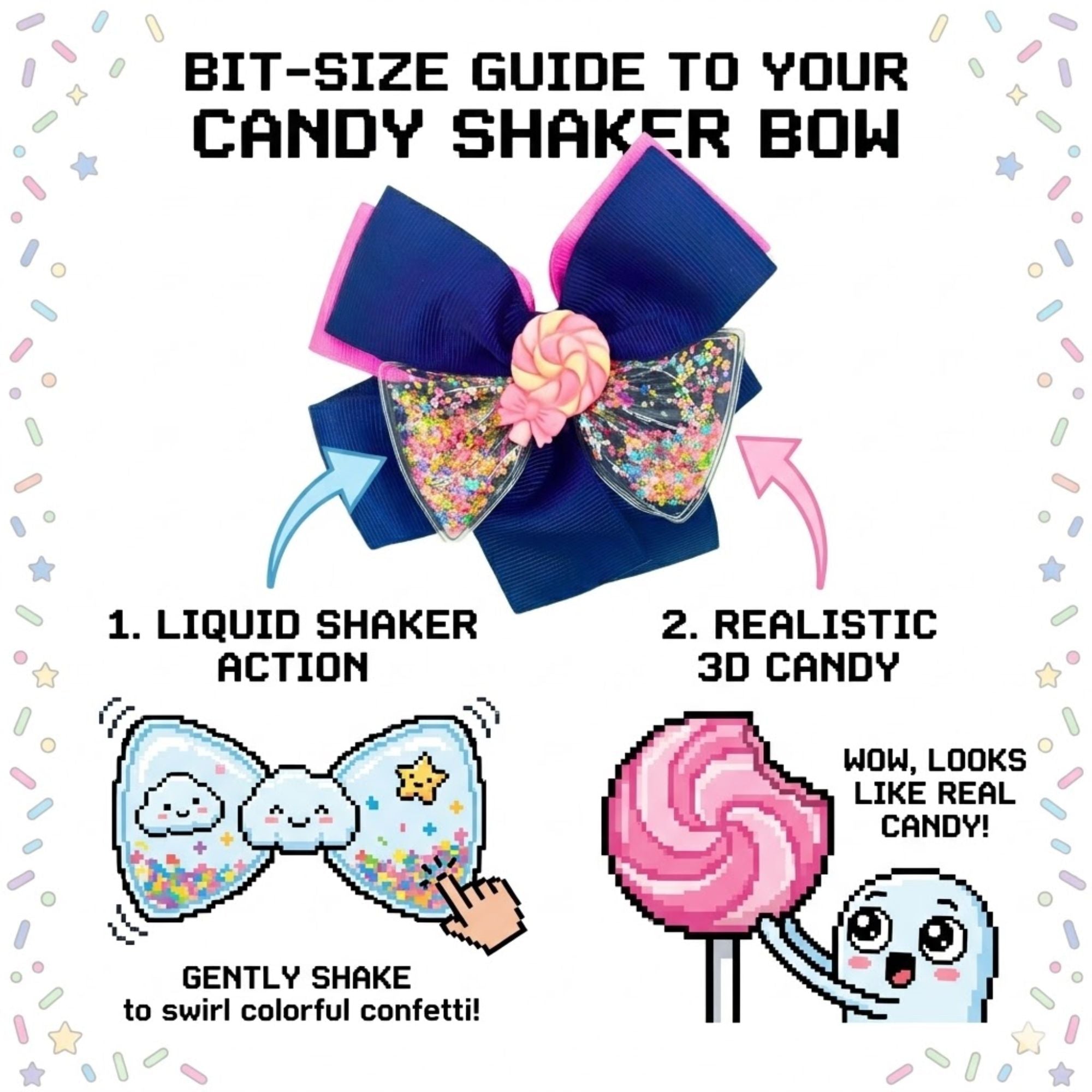 4.5" Candy Shaker Hair Bows 3D Lollipop Liquid Glitter Clips hair clips product image 9