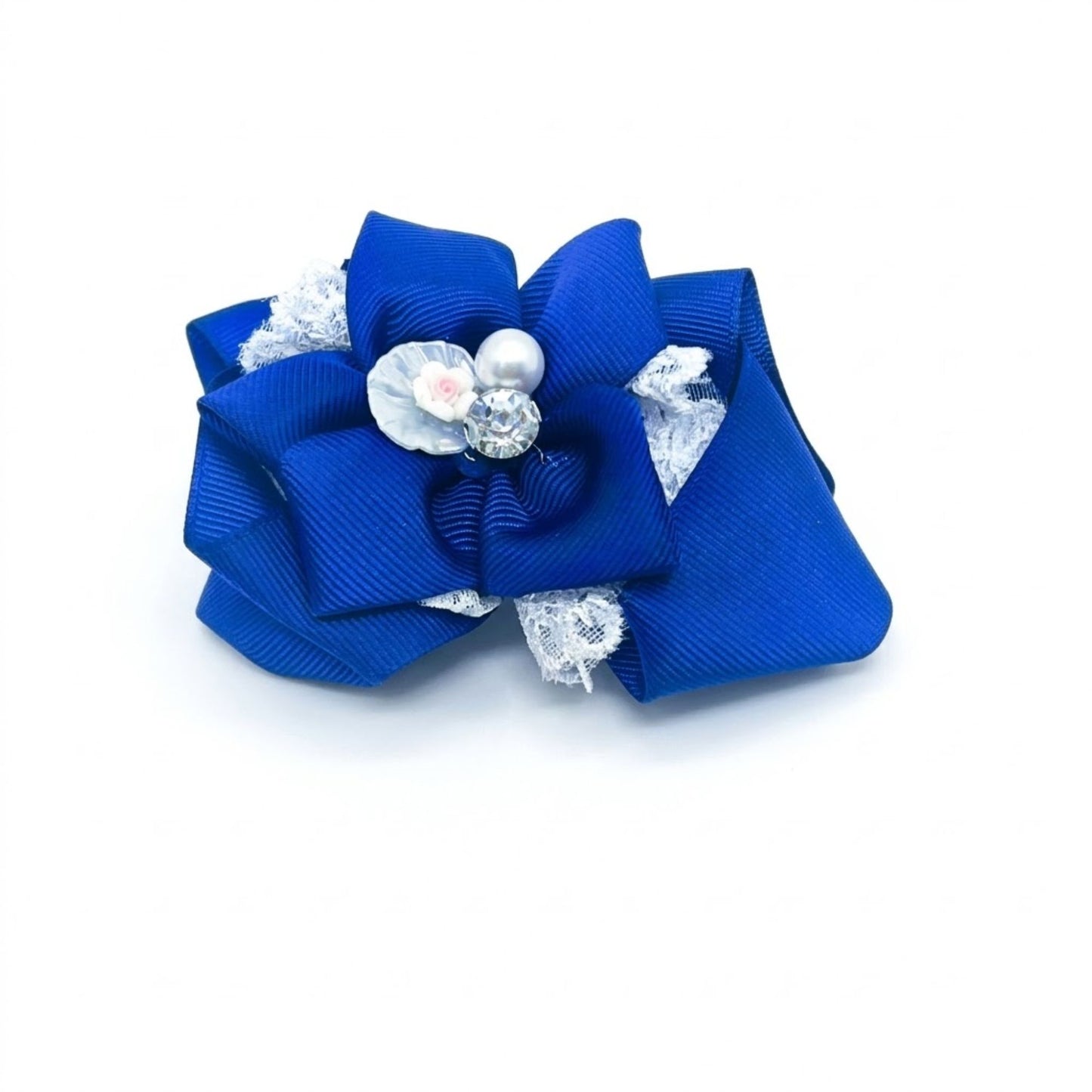Elegant Grosgrain Ribbon Floral Bow Hair Clip Accessory hair clips size and feature image
