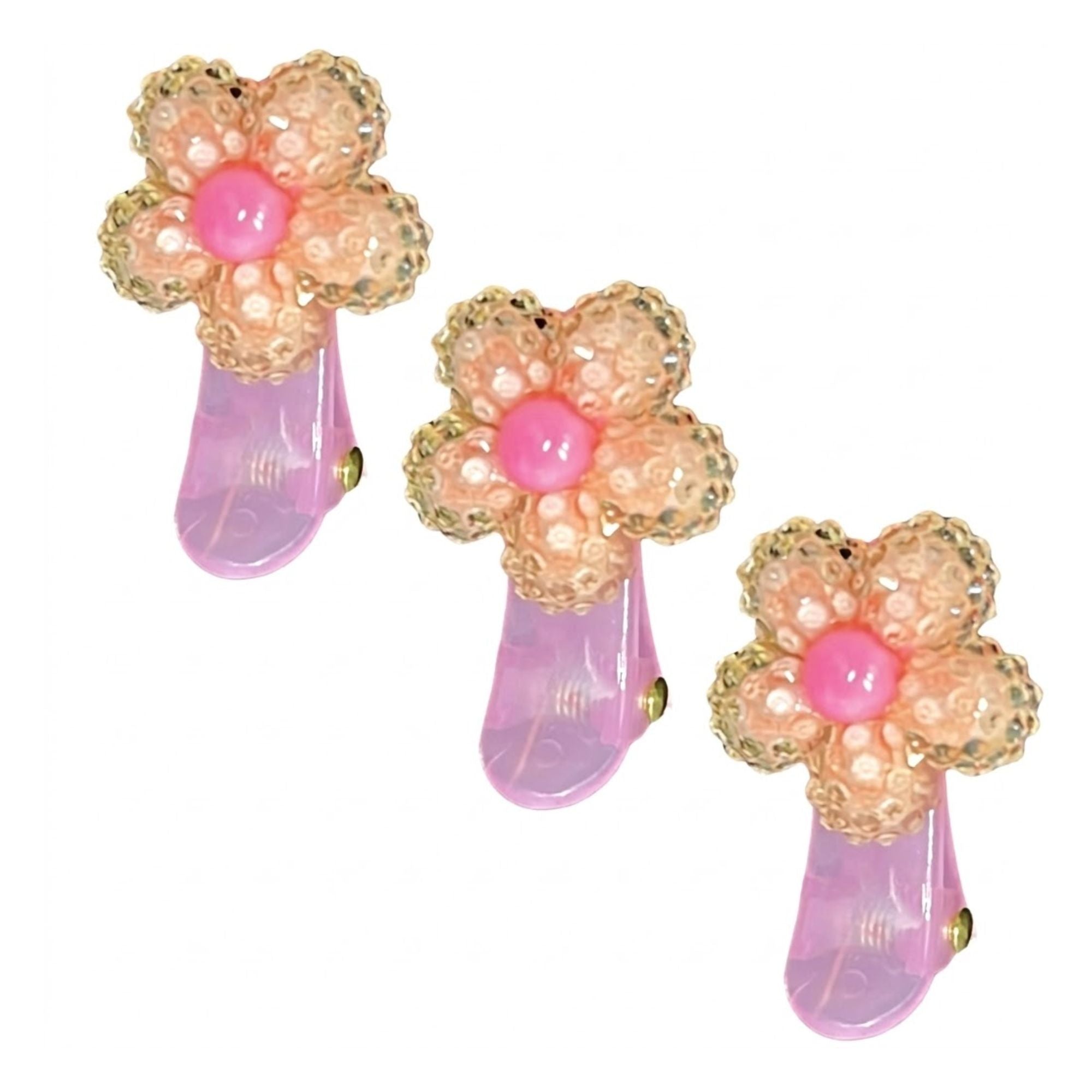 Sparkling Flower Hair Clips for Toddlers and Kids 3 Pieces Hair Pins, Claws & Clips size and feature image