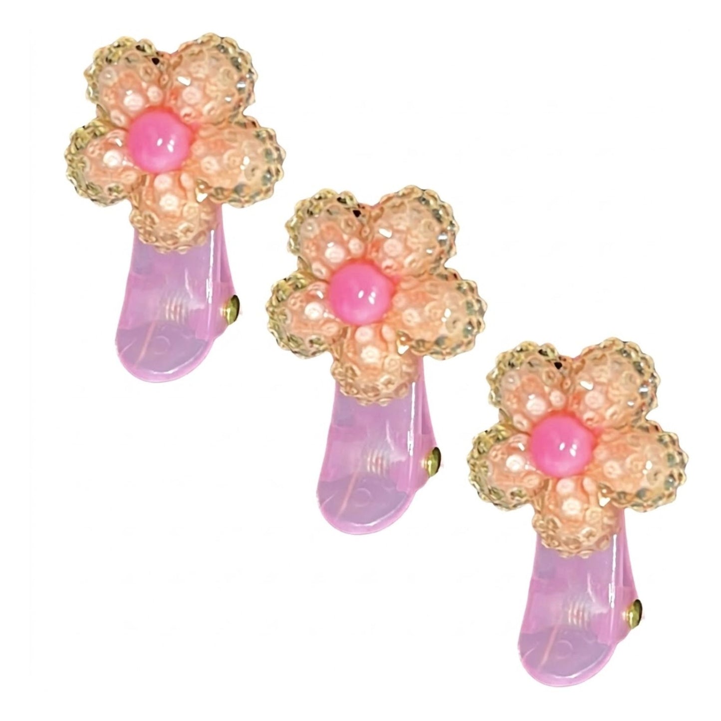 Sparkling Flower Hair Clips for Toddlers and Kids 3 Pieces Hair Pins, Claws & Clips size and feature image