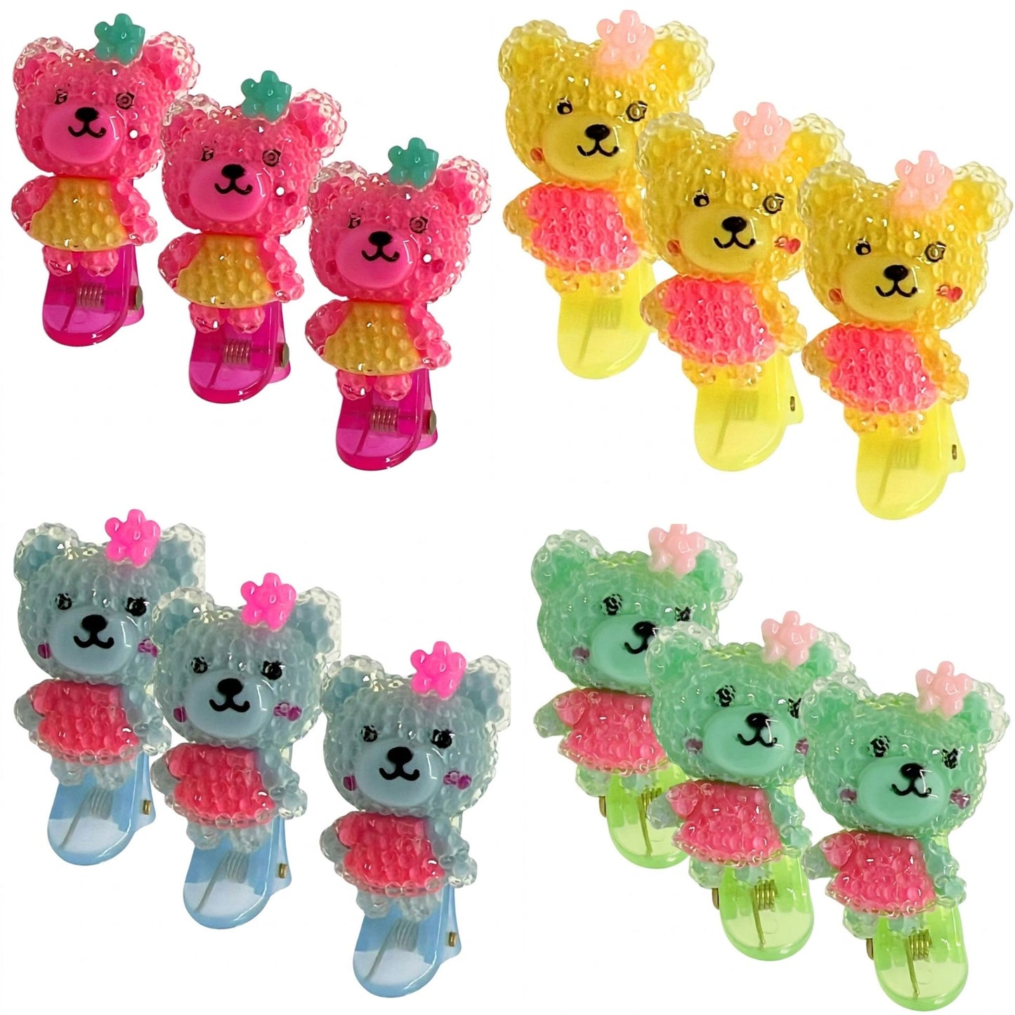 Cute Bear Hair Clips Spring Resin Mini Hair Pins 3 Pieces Hair Pins, Claws & Clips main product image