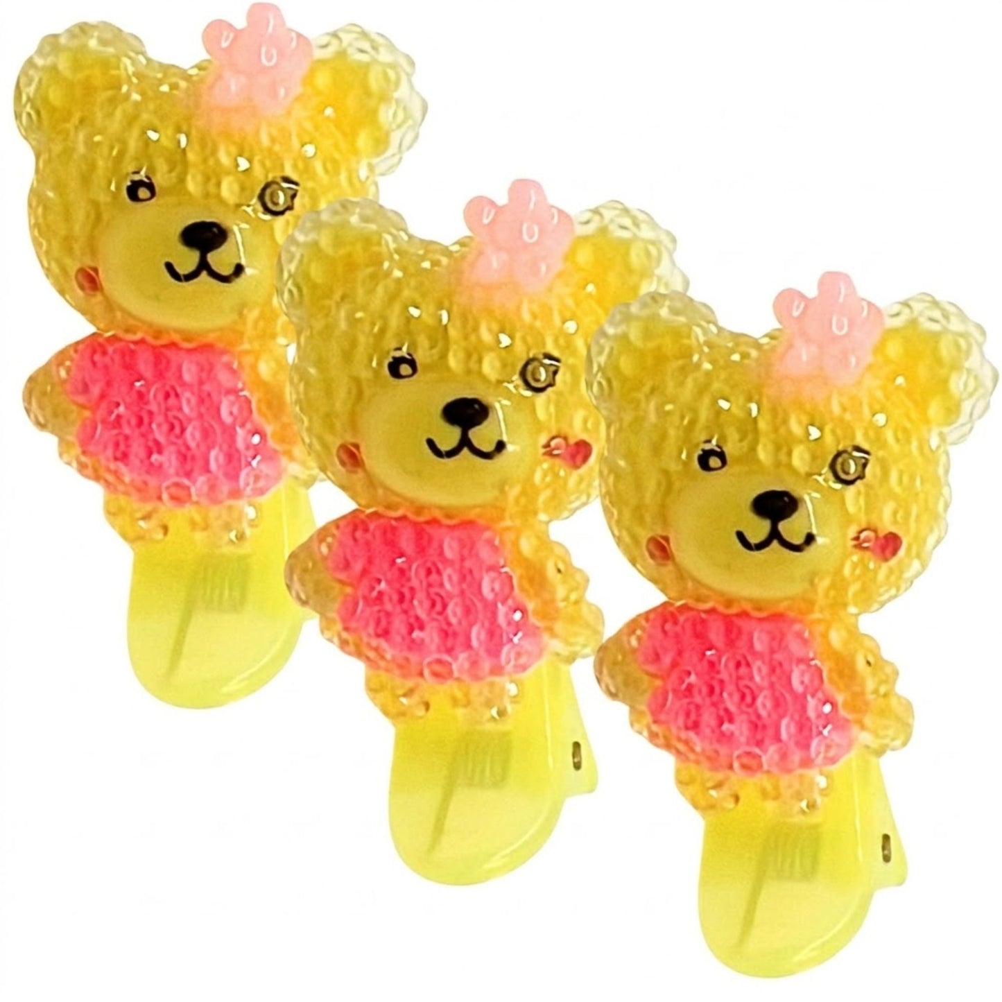 Cute Bear Hair Clips Spring Resin Mini Hair Pins 3 Pieces Hair Pins, Claws & Clips size and feature image