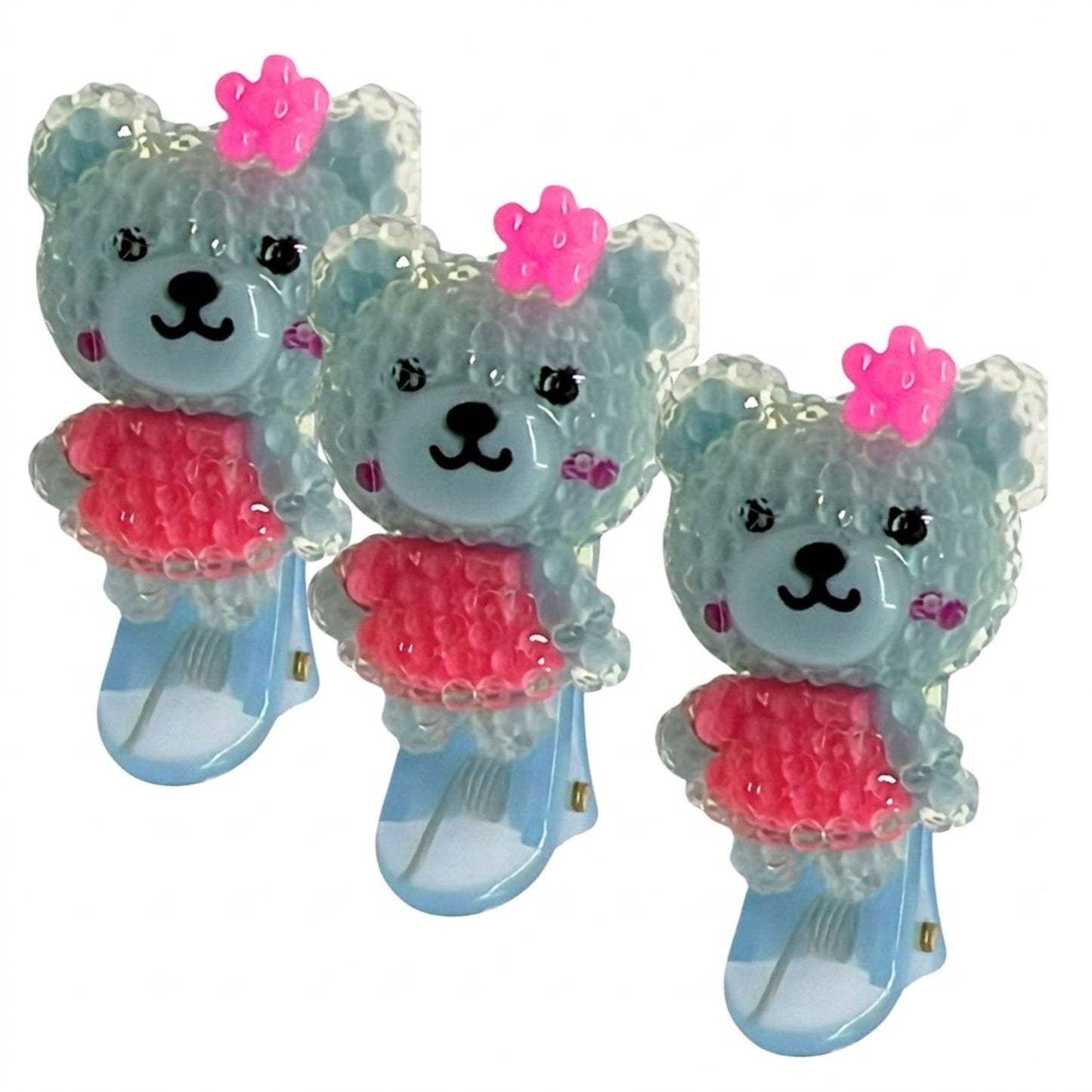 Cute Bear Hair Clips Spring Resin Mini Hair Pins 3 Pieces Hair Pins, Claws & Clips lifestyle use image