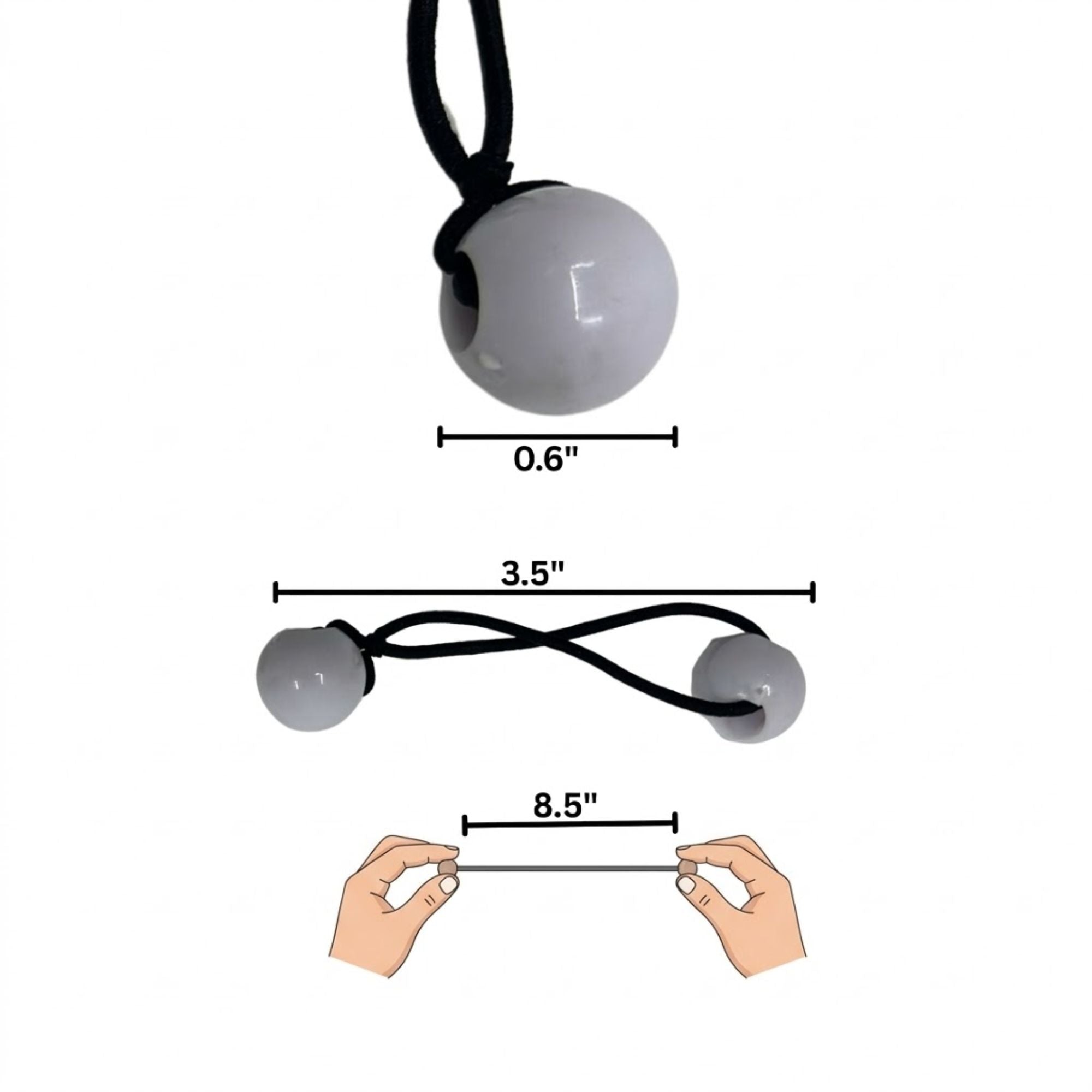 3.5" Neutral Bead Elastic Ponytail Hair Tie Set 10 Piece Ponytail holder product detail image