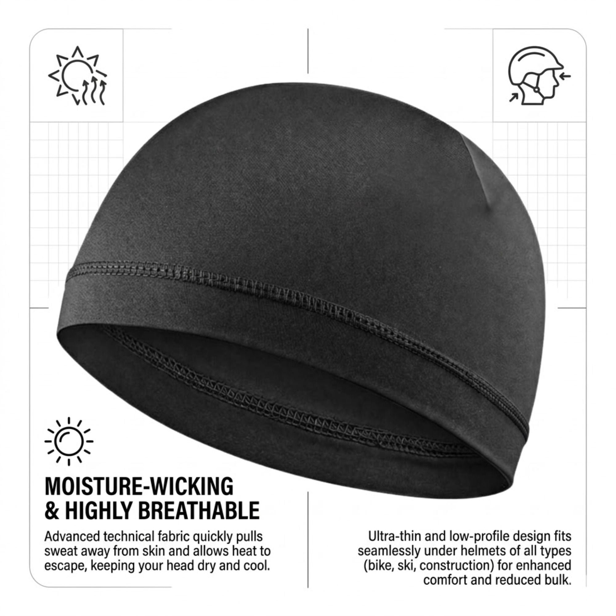 14 Inch LZ Athletic Spandex Skull Cap Breathable Helmet Liner spandex skull caps size and feature image