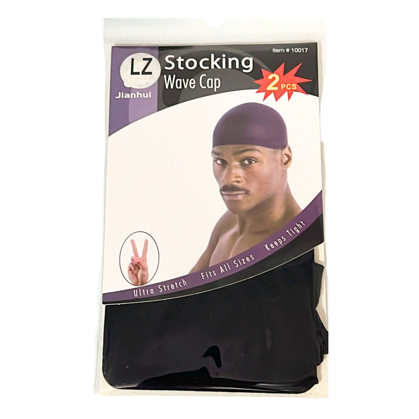 2 Pack Ultra Stretch Stocking Wave Caps Fits All Sizes main product image