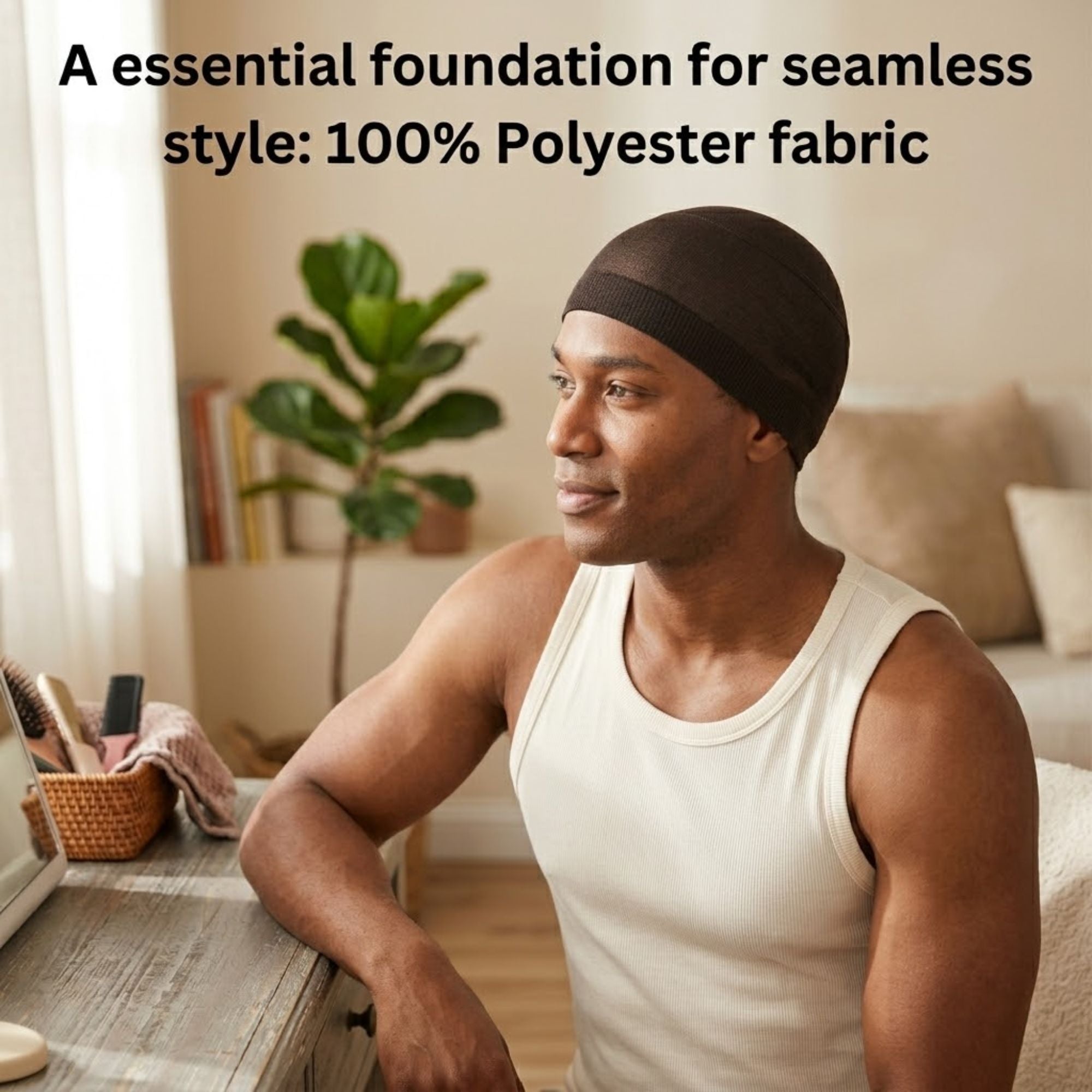 2 Pack Ultra Stretch Stocking Wave Caps Fits All Sizes lifestyle use image