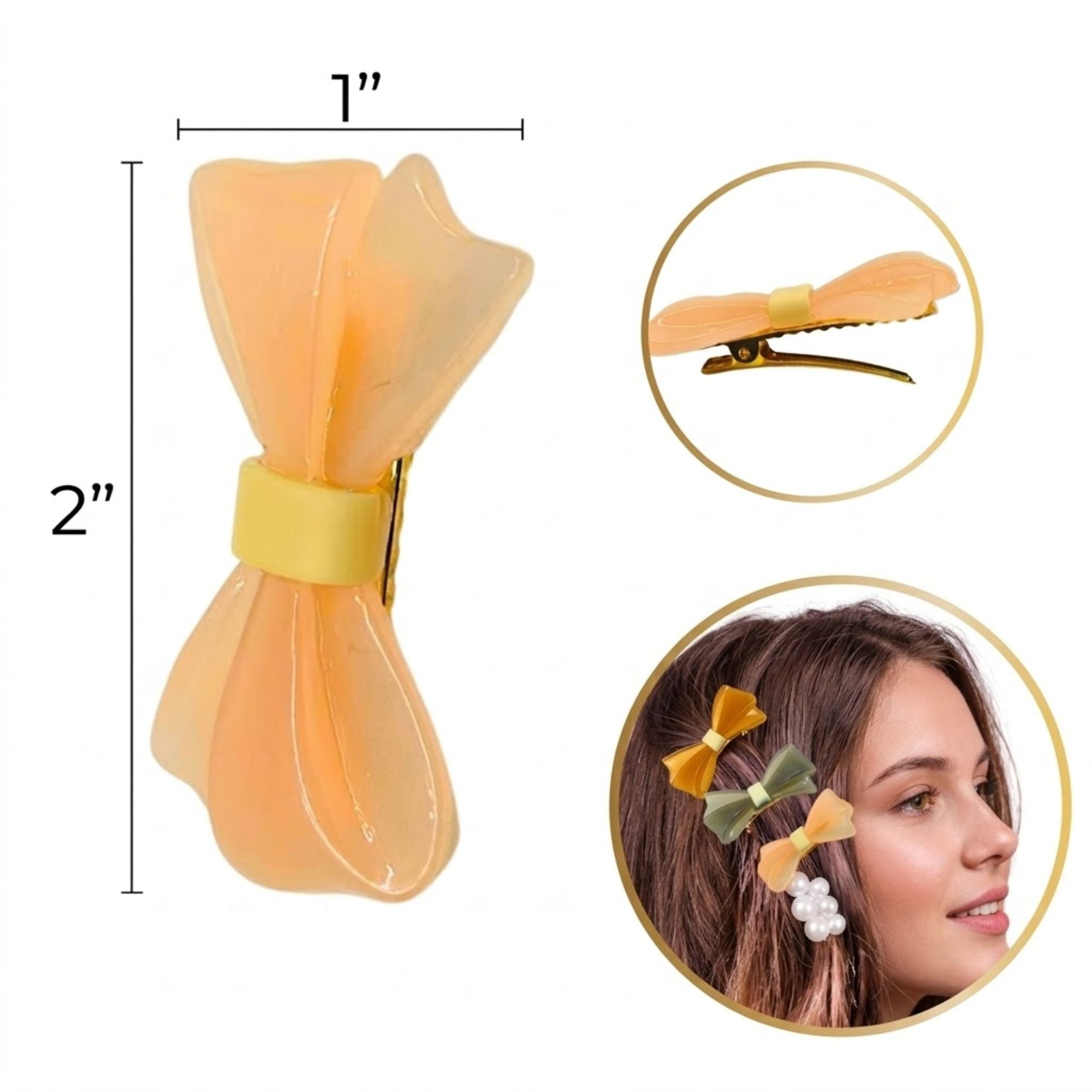 2" Elegant Bow Hair Clip Durable Resin Stylish Grip Fit hair clips product image 7