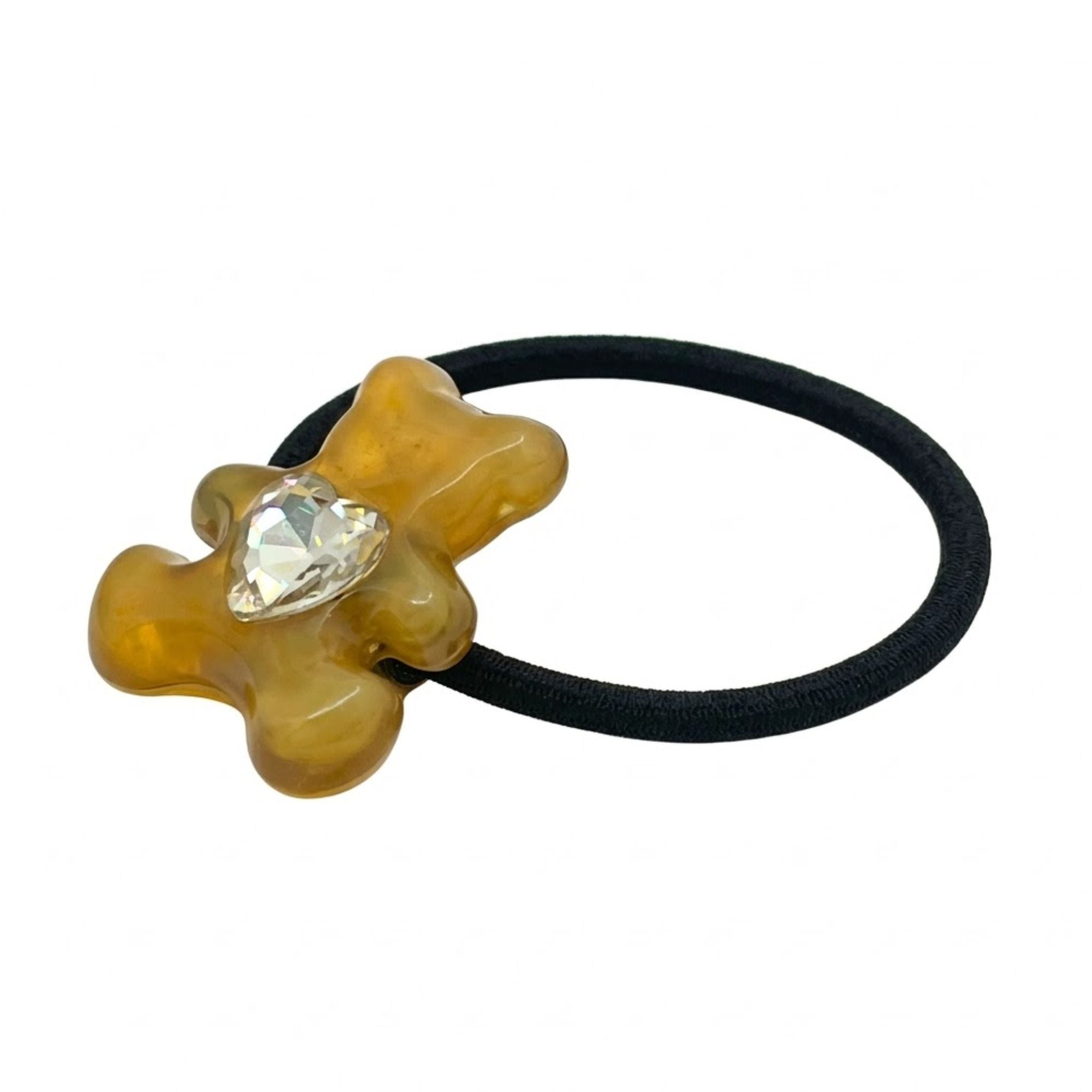 4" Teddy Bear Heart Crystal Resin Hair Tie Elastic Band Hair Bands product detail image