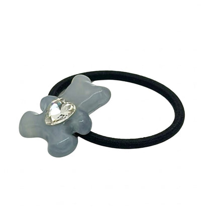 4" Teddy Bear Heart Crystal Resin Hair Tie Elastic Band Hair Bands size and feature image