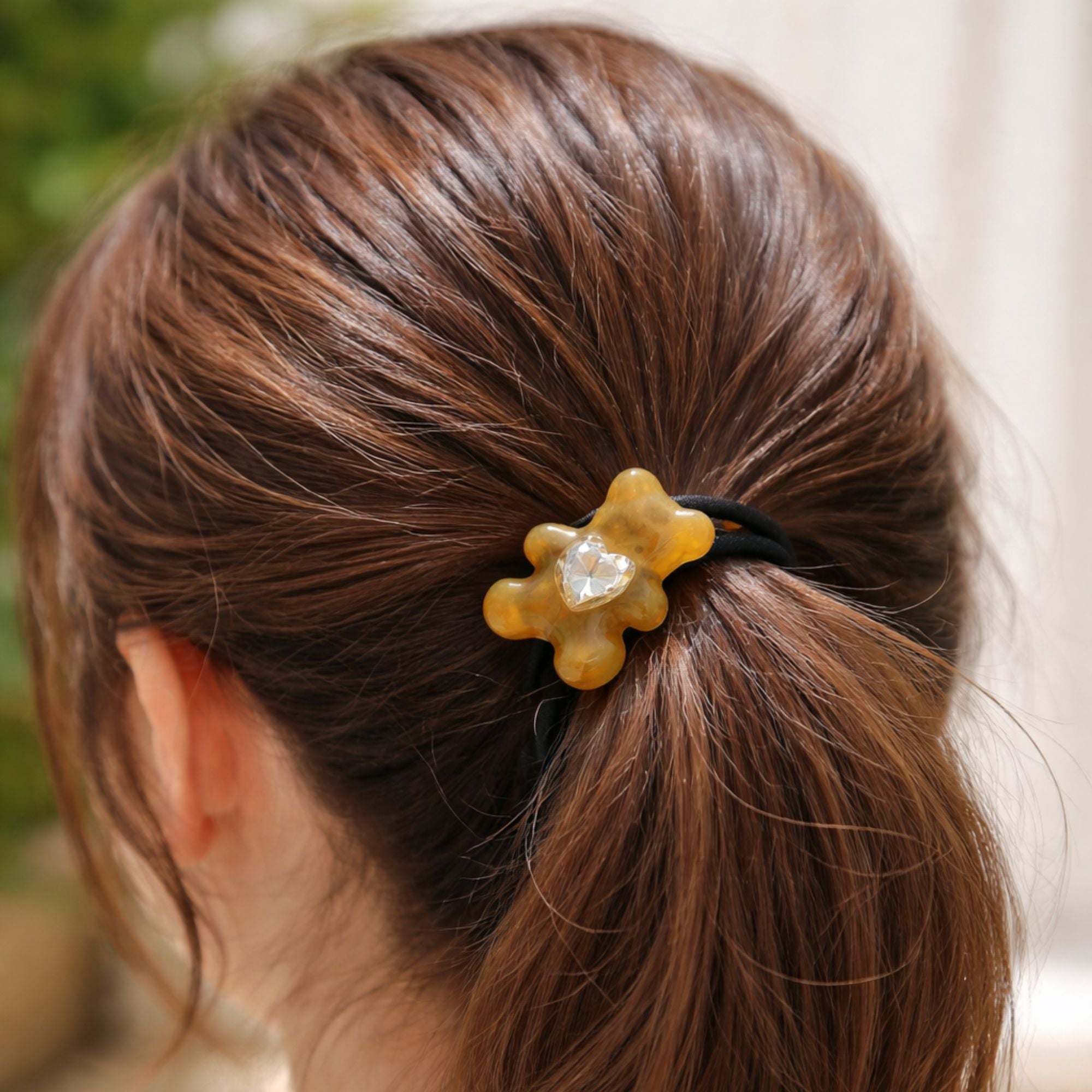 4" Teddy Bear Heart Crystal Resin Hair Tie Elastic Band Hair Bands product image 9