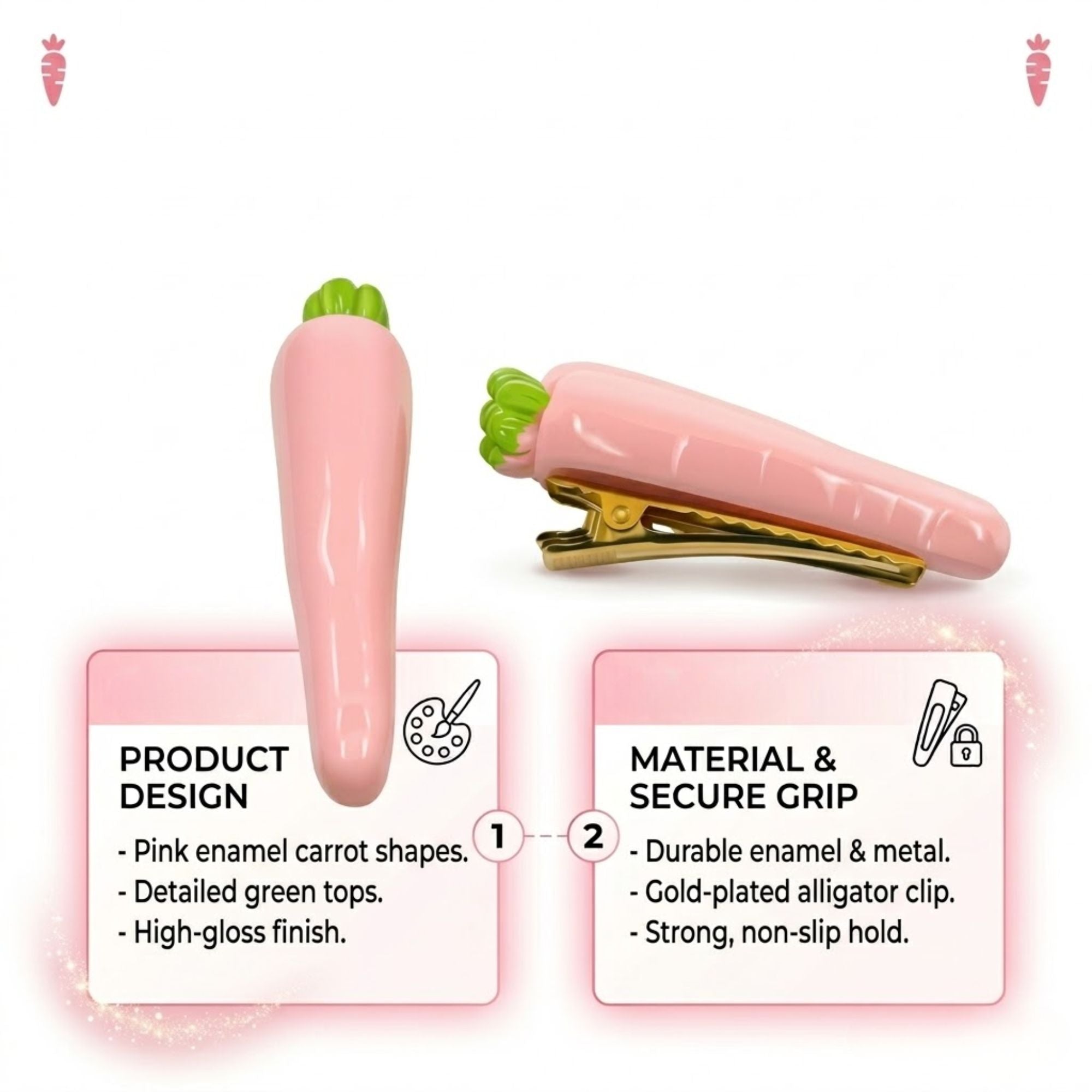 2.25" Fun Vegetable Shape Alligator Hair Clips for Kids product image 8