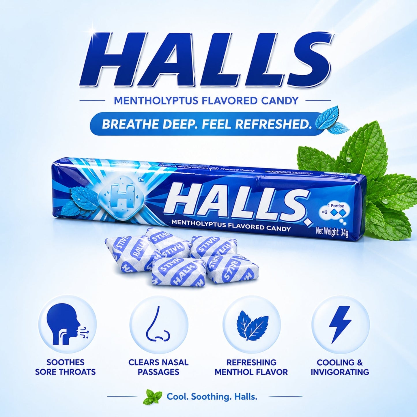 Variety Pack Halls Flavored Candies 9 Pack
