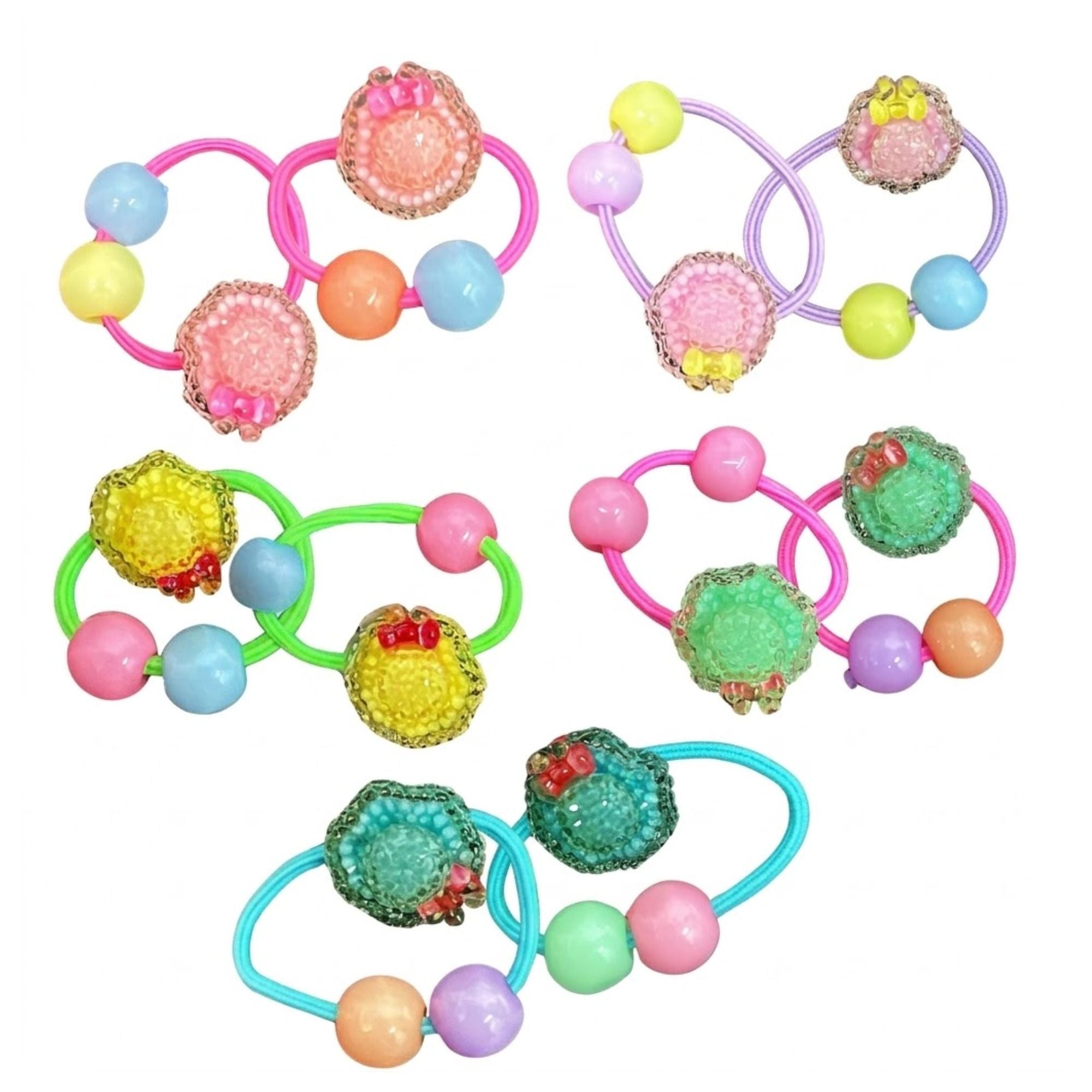 Kids Beaded Hair Ties Soft Stretch Ponytail Holders Set Hair Bands main product image