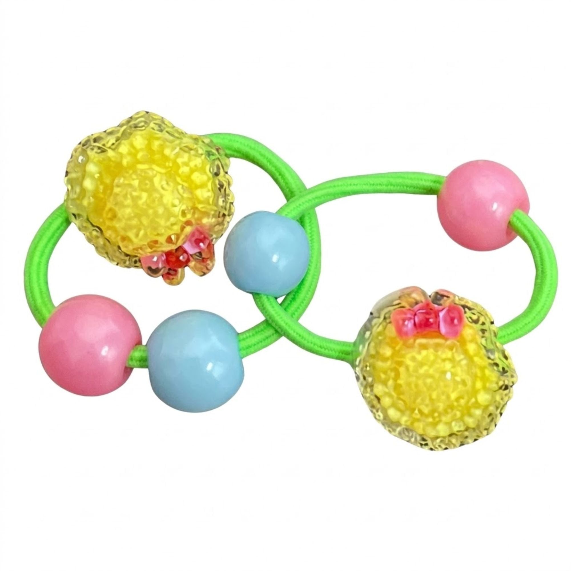 Kids Beaded Hair Ties Soft Stretch Ponytail Holders Set Hair Bands product detail image