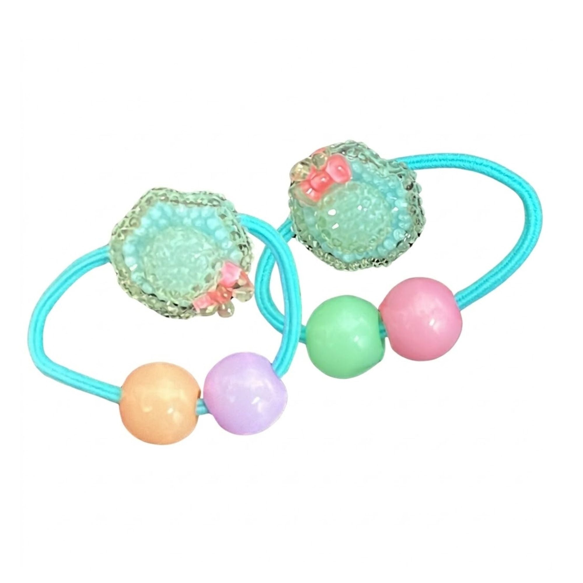 Kids Beaded Hair Ties Soft Stretch Ponytail Holders Set Hair Bands lifestyle use image