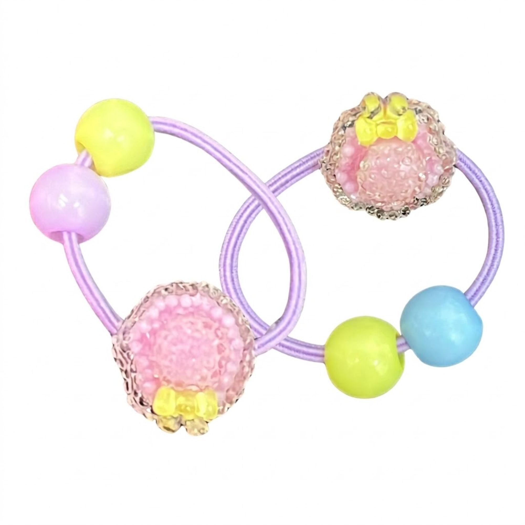 Kids Beaded Hair Ties Soft Stretch Ponytail Holders Set Hair Bands product image 5