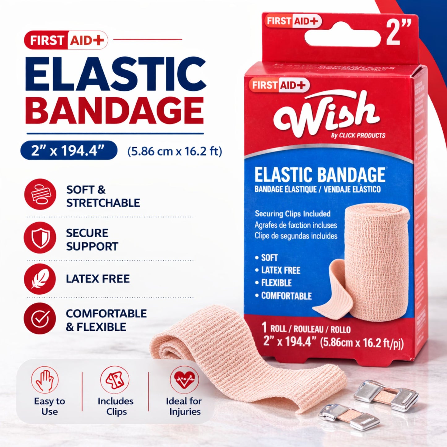 Wish Elastic Bandage: 1 Pack Personal Care Safety size and feature image