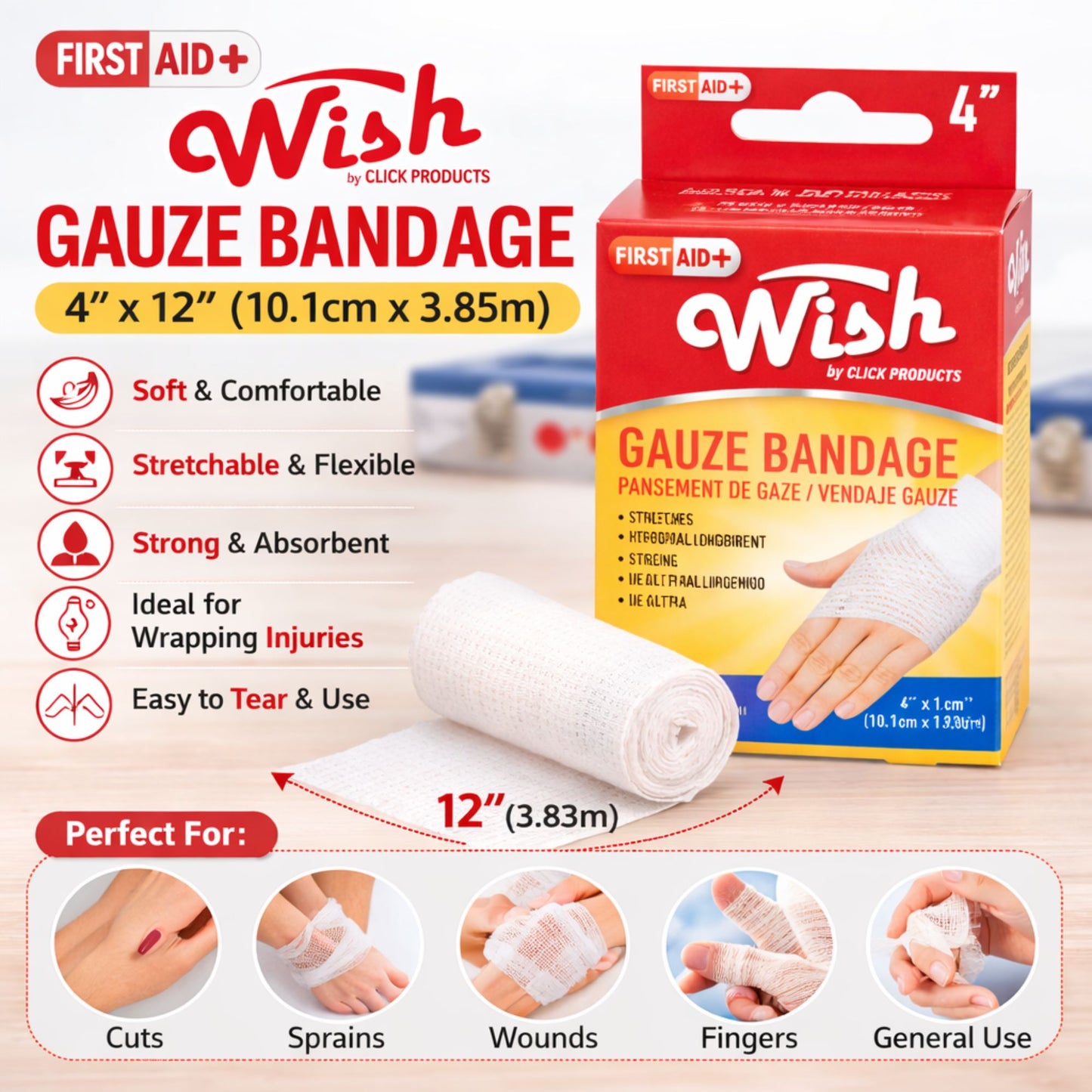 Wish Self Cling Bandage Gauze: 1 Pack Personal Care Safety lifestyle use image