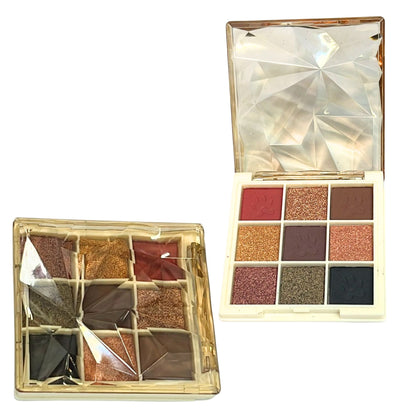 Makeup eyeshadow palette with geometric design on a white background