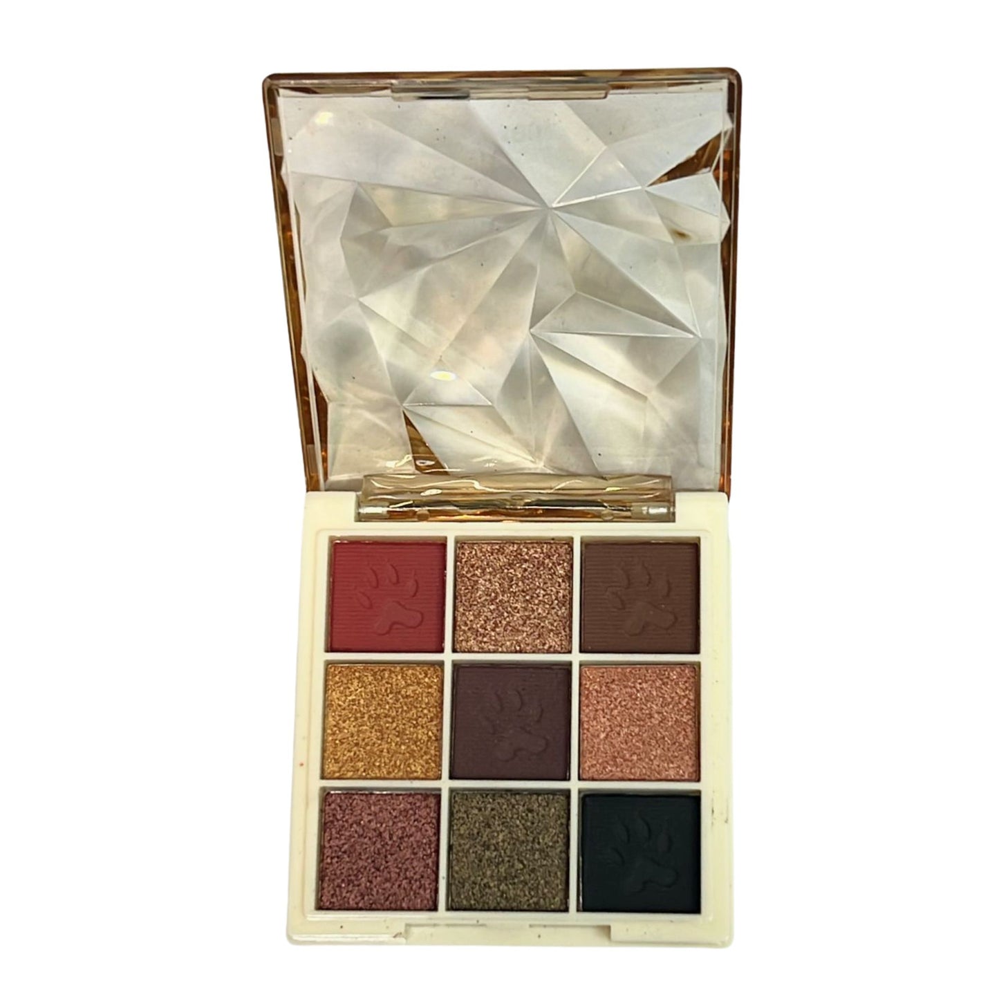 Makeup eyeshadow palette with geometric design on a white background