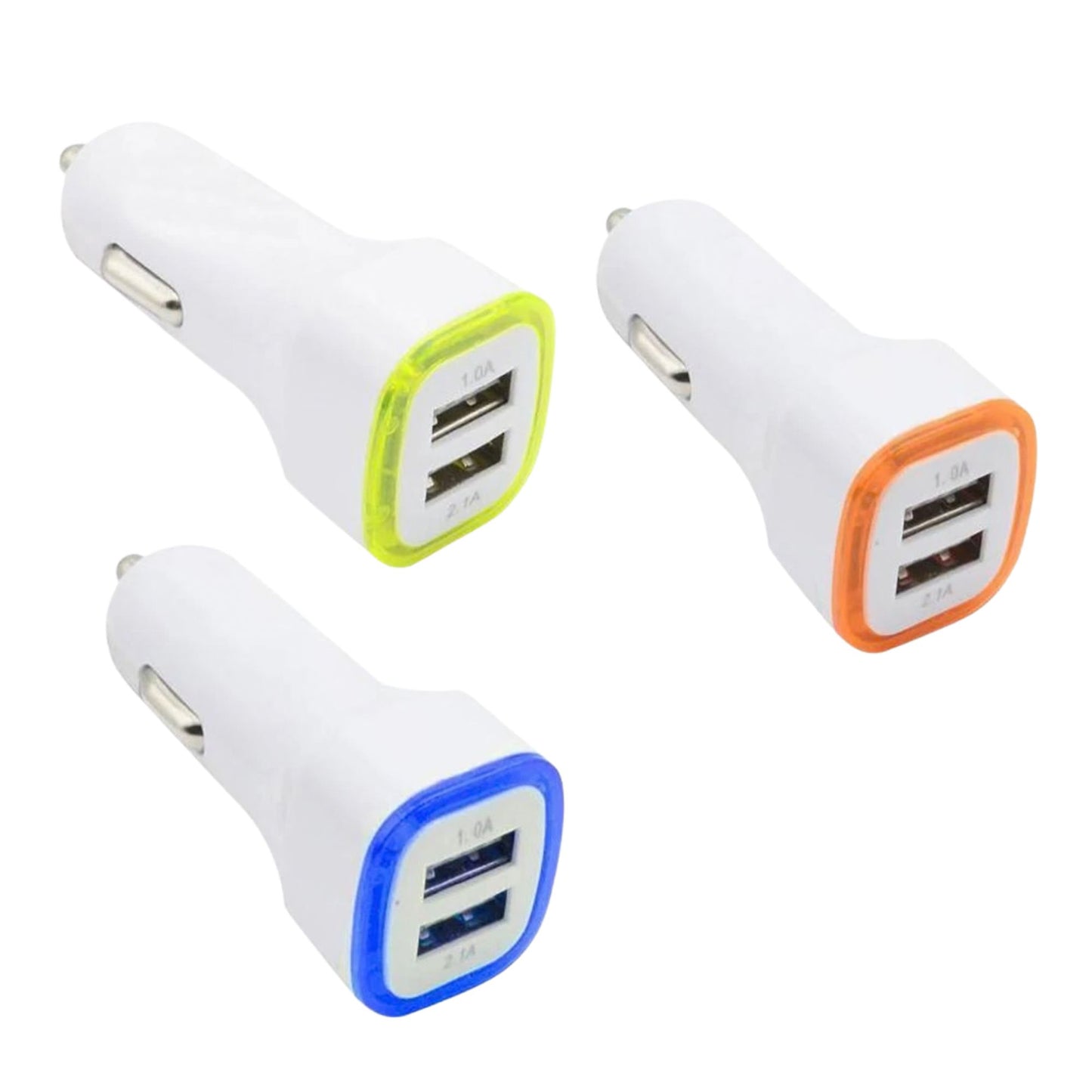 Dual USB 2-Port DC Car Charger 2.1A + 1.0A Fast Charging Adapter with LED Light