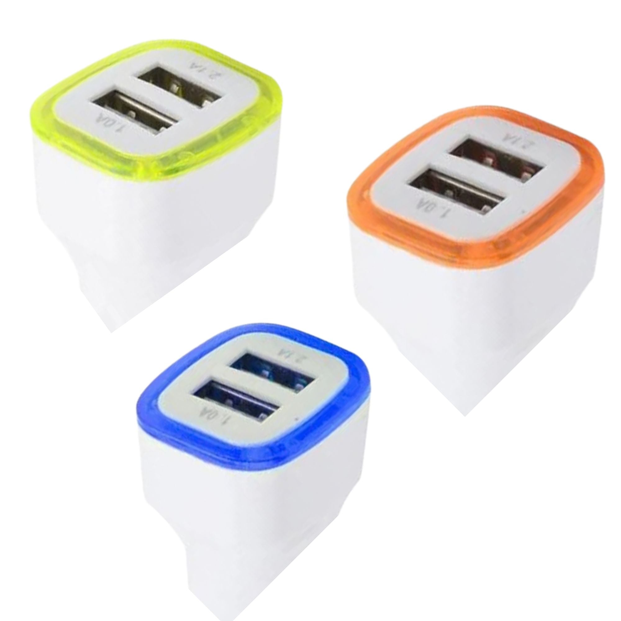 Dual USB 2 Port DC Car Charger 2.1A + 1.0A with LED Light 1 Pack Power Adapters & Chargers Gift product detail image