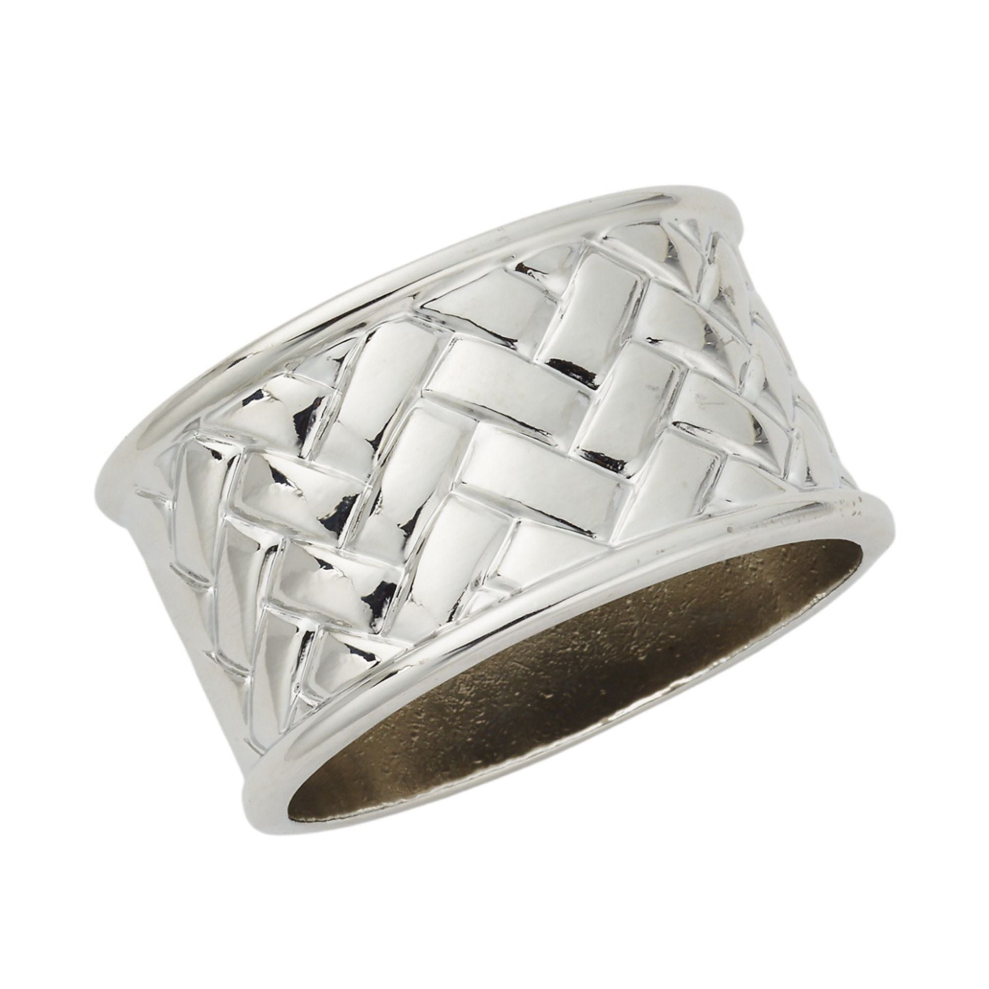 Cardiff Silver Napkin Ring – Elegant Woven Metal Table Holder: 1 Ring Napkin Rings main product image