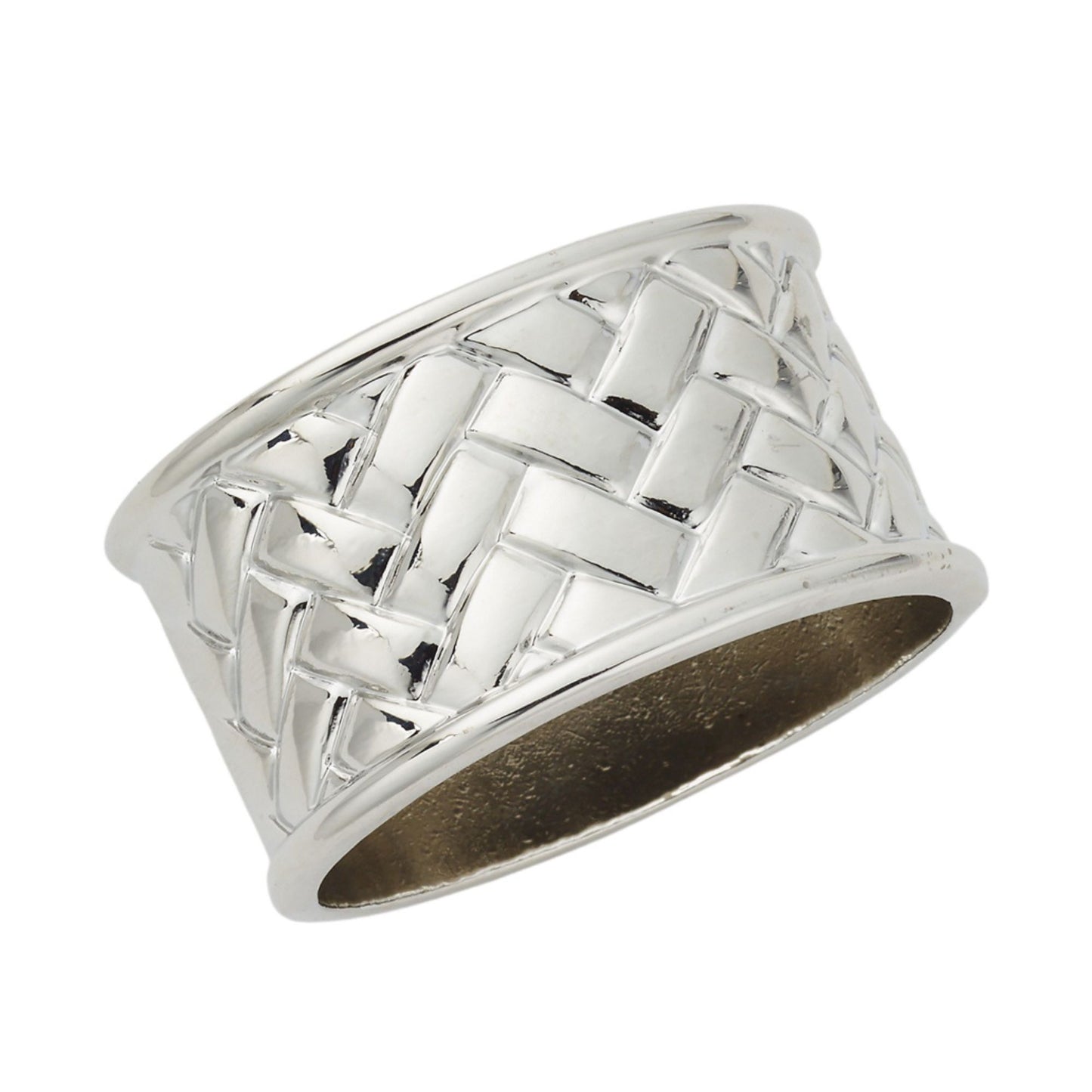 Cardiff Silver Napkin Ring – Elegant Woven Metal Table Holder: 1 Ring Napkin Rings main product image