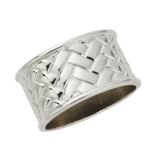 Cardiff Silver Napkin Ring – Elegant Woven Metal Table Holder: 1 Ring