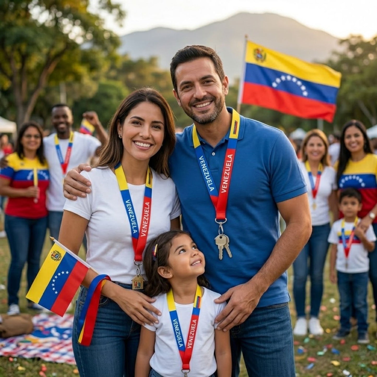 18" Venezuela Flag Lanyard Keychain Durable Neck Strap Lanyards lifestyle use image