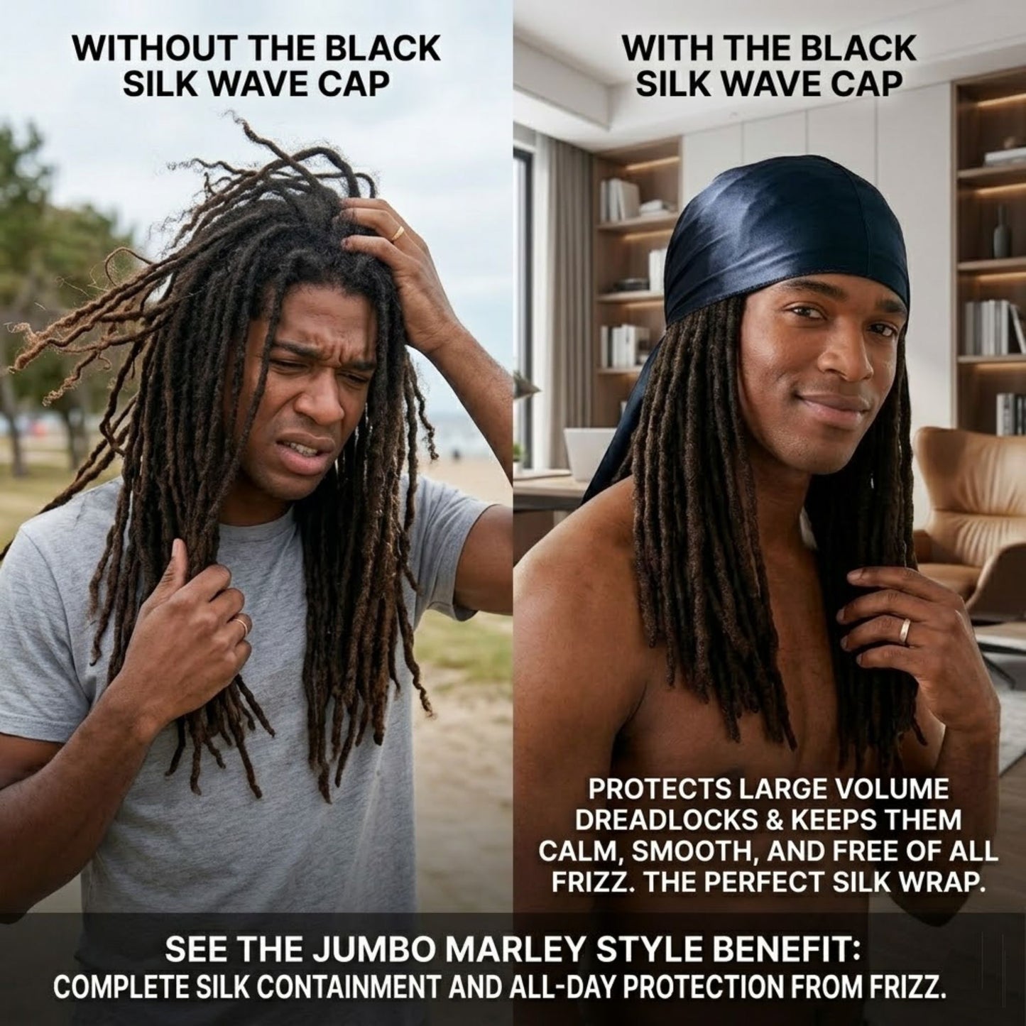 Unisex Jumbo Marley Wave Cap Stretch Dreadlock Wrap Unisex Wave Cap size and feature image