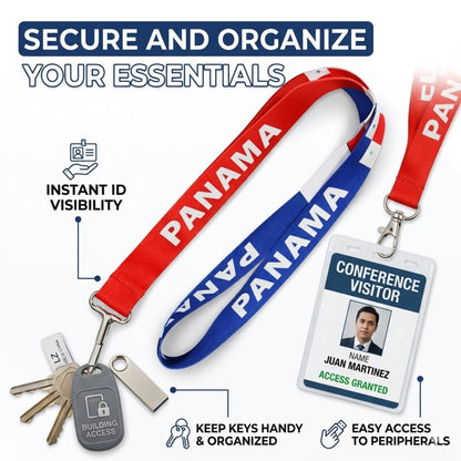 Patriotic Panama Flag Lanyard Sturdy 18" Neck Strap