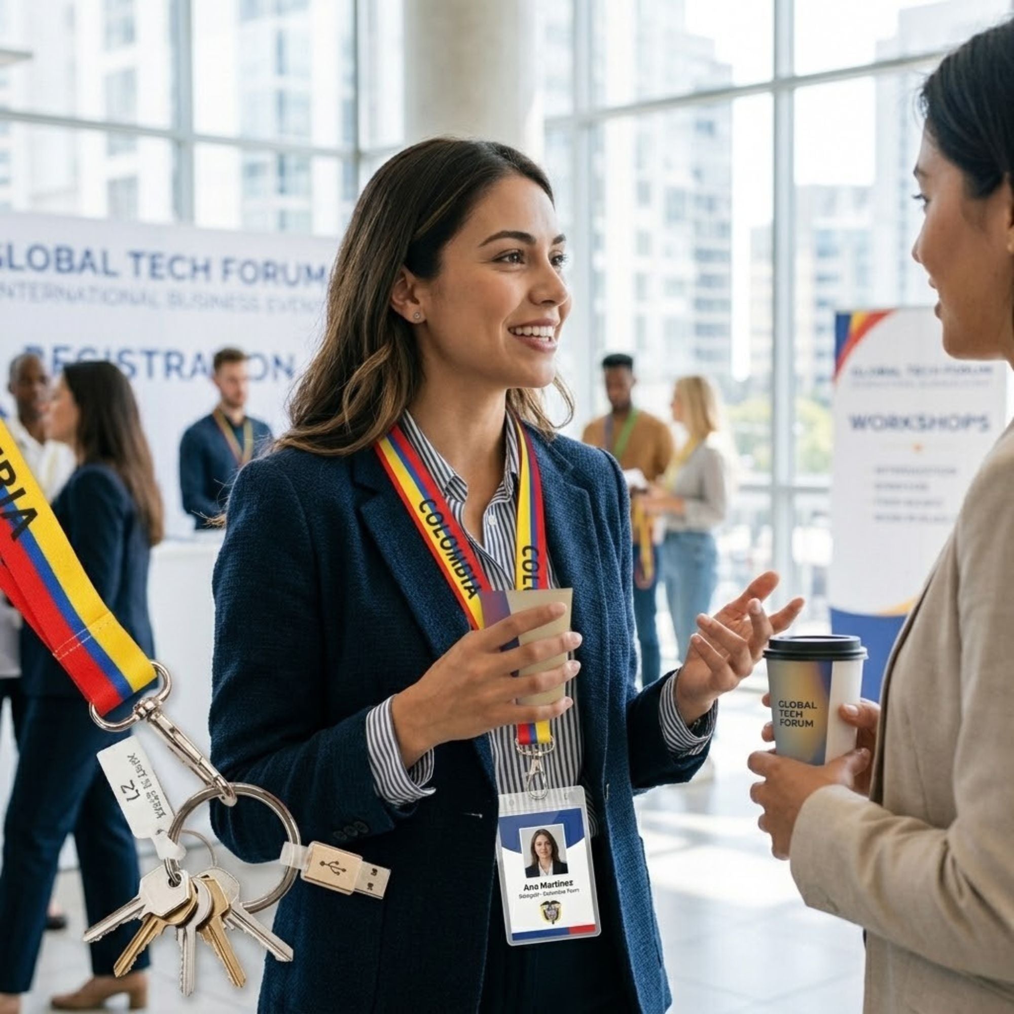 18" Colombia Flag Lanyard Neck Strap for Keys & ID Badges Lanyards Colombia Keychain Lanyards lifestyle use image