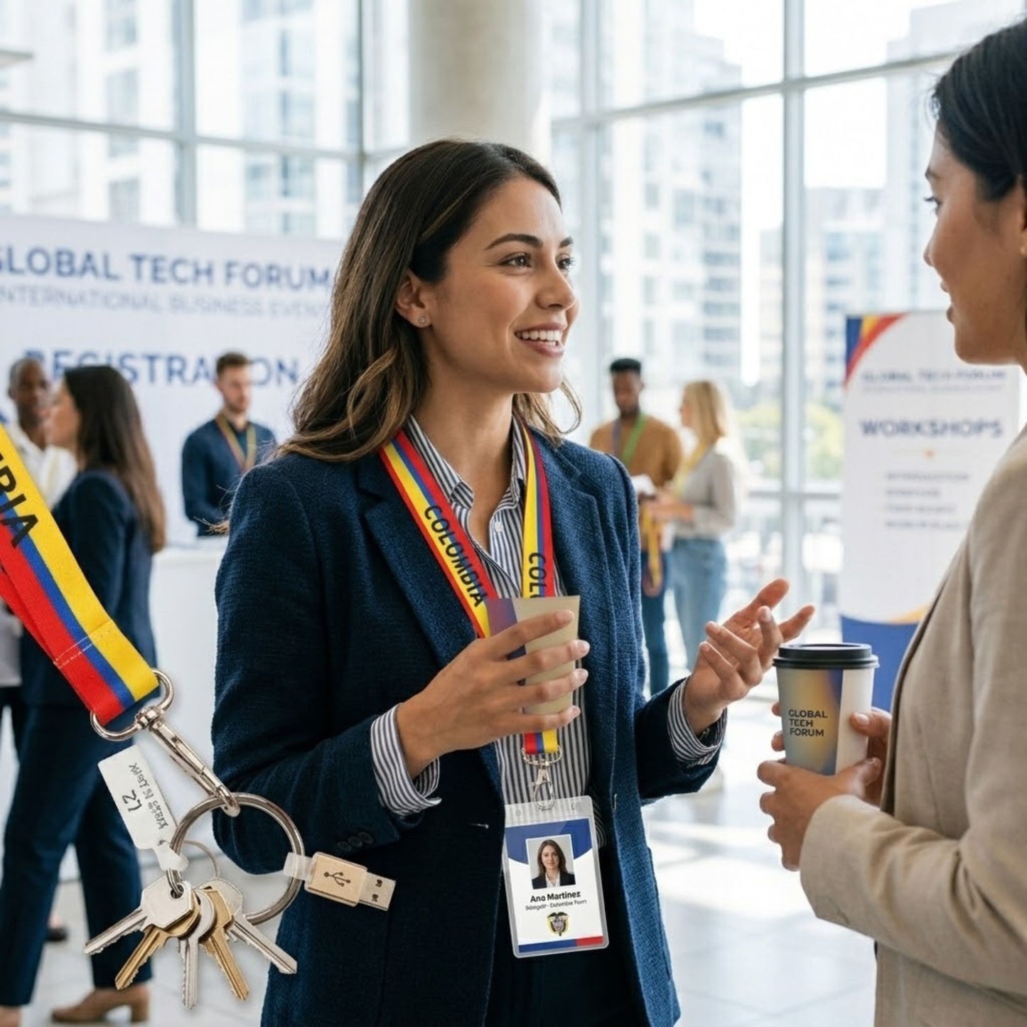 18" Colombia Flag Lanyard Neck Strap for Keys & ID Badges Lanyards Colombia Keychain Lanyards lifestyle use image