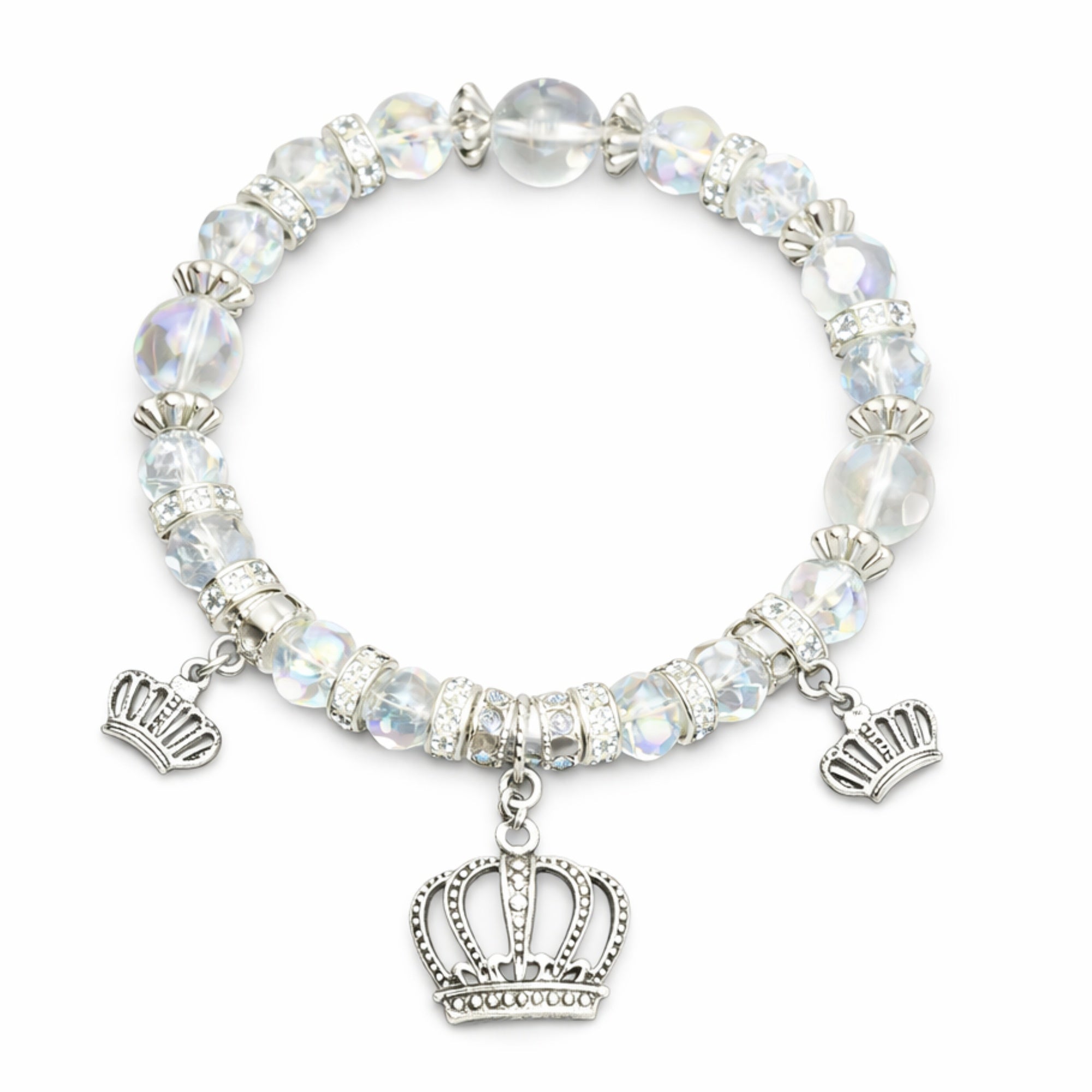 Crystal Beaded Bracelet Crown Charm Clear Bracelets main product image