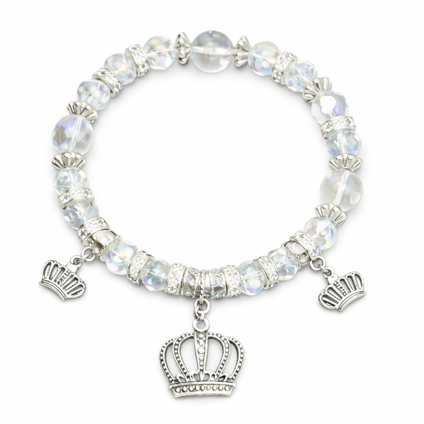 Crystal Beaded Bracelet Crown Charm Clear Bracelets main product image