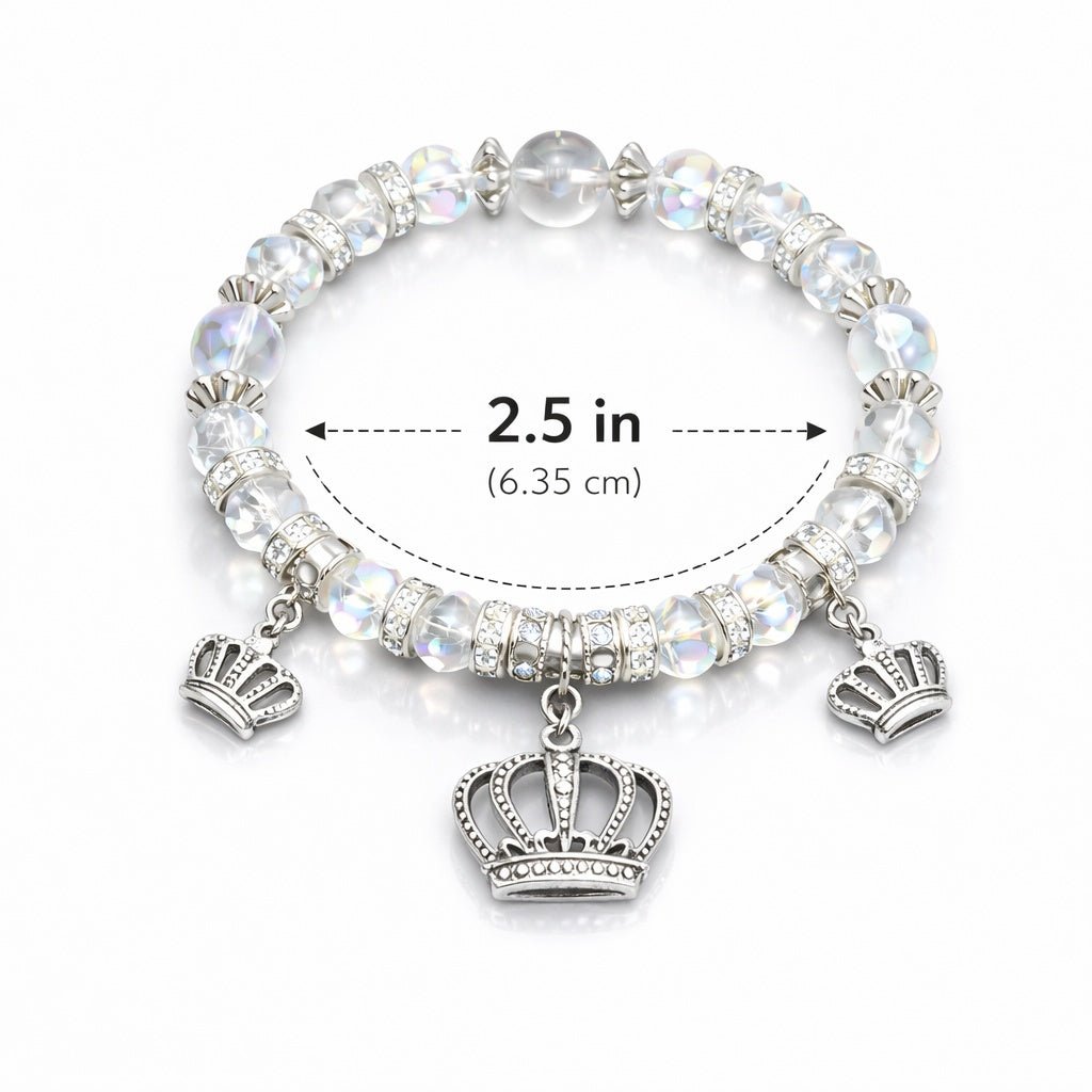 Crystal Beaded Bracelet Crown Charm Clear Bracelets product detail image
